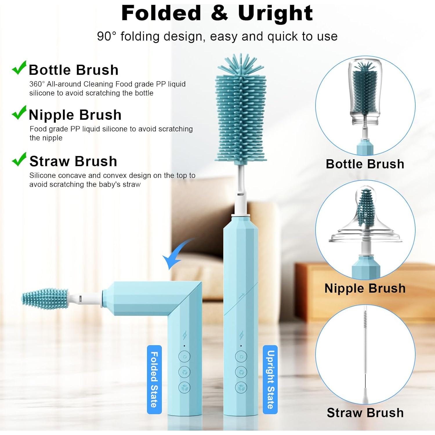 Cepillo Limpiador de Botellas COKUNST con Motor USB y Soporte