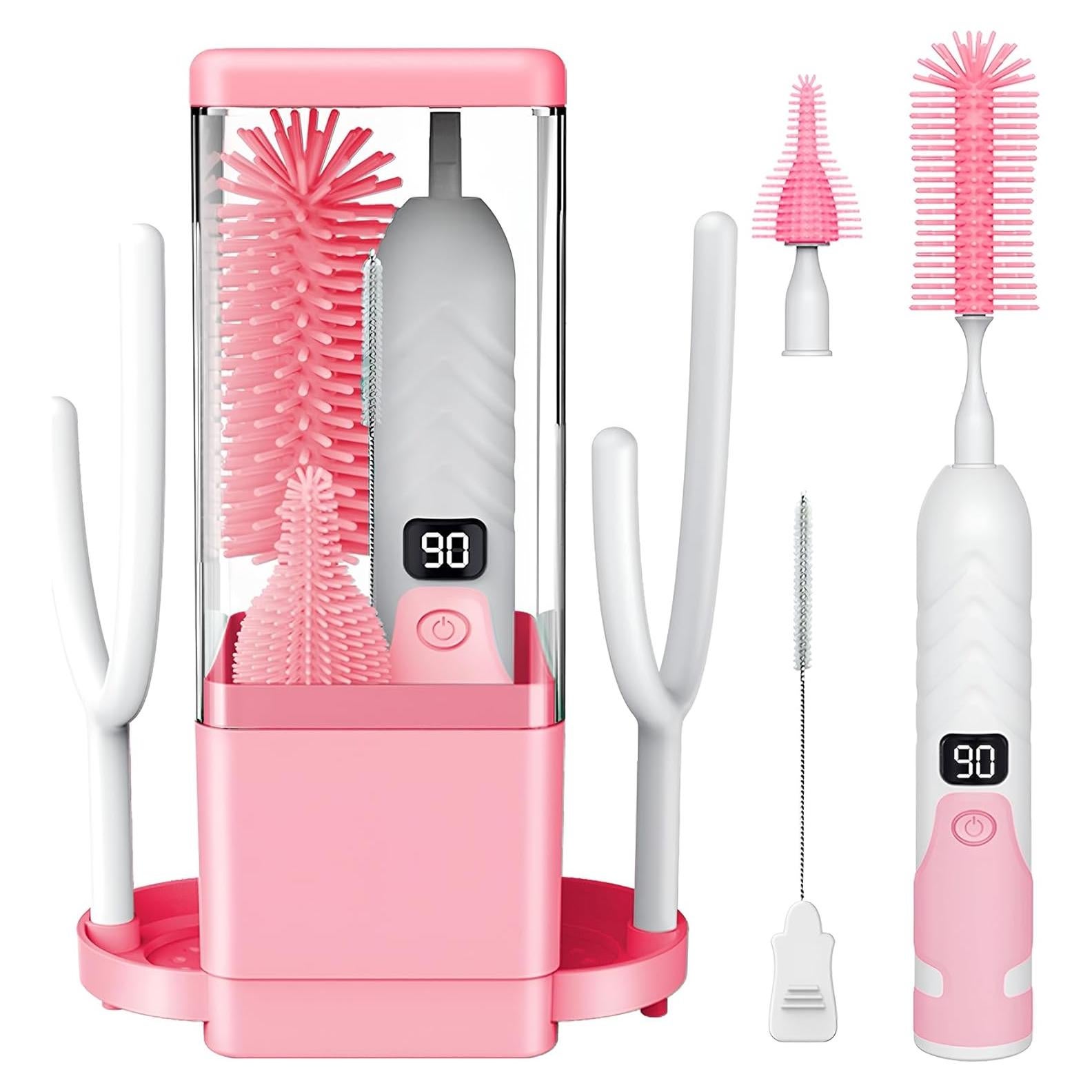 Limpiador Eléctrico de Botellas Aerofrog 8 en 1 Rosa