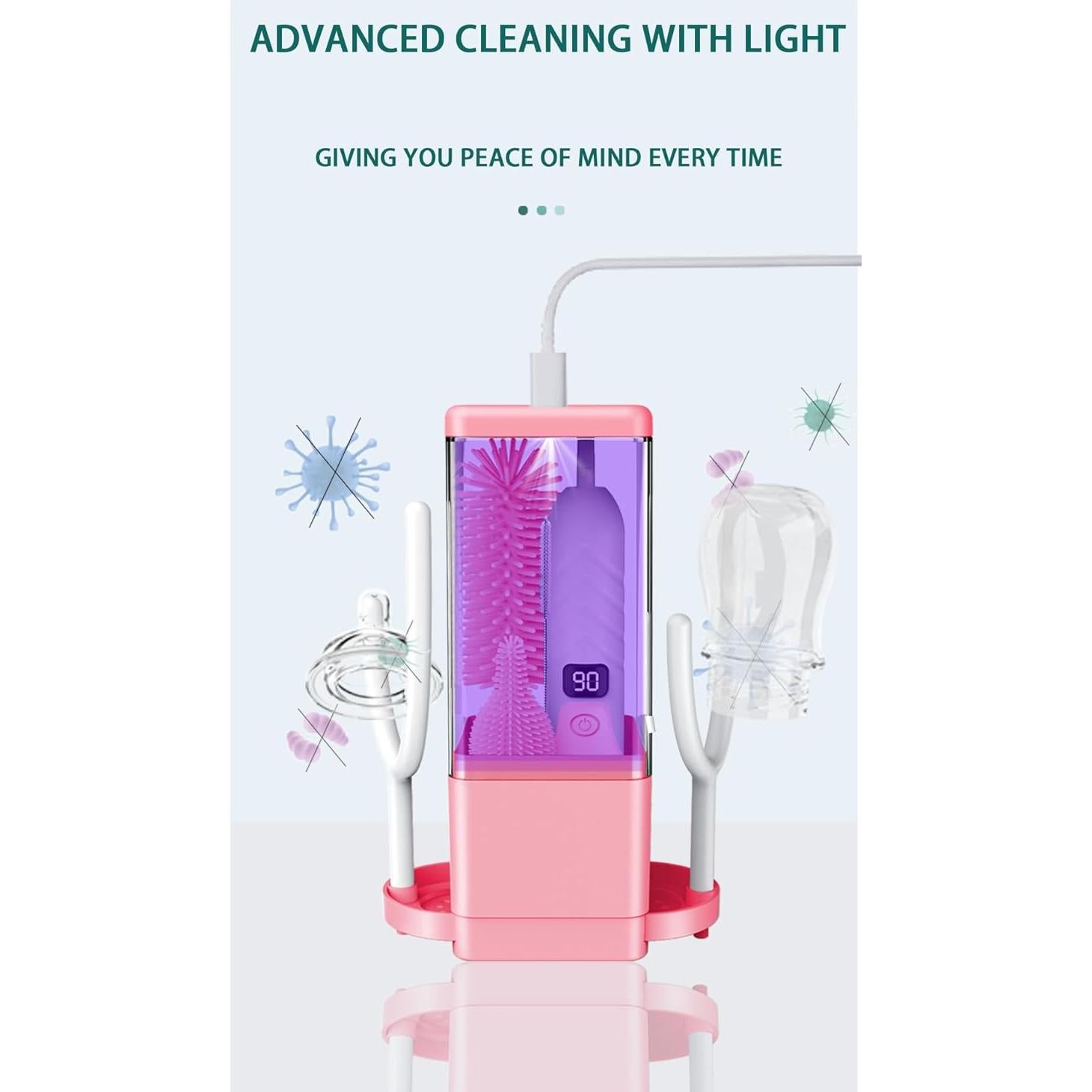 Limpiador Eléctrico de Botellas Aerofrog 8 en 1 Rosa