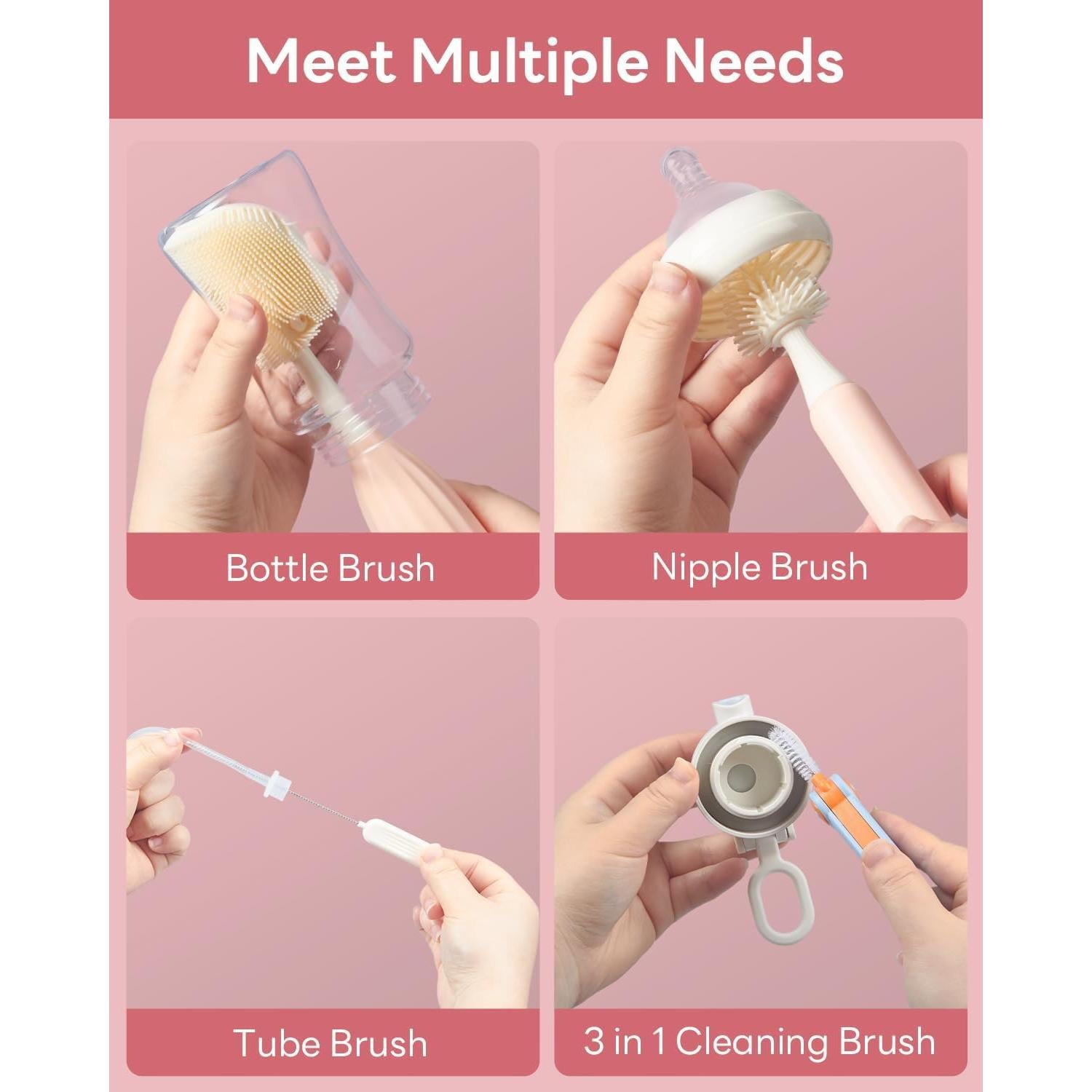 Juego de cepillos limpiadores de biberones Momfree - 4 cabezales