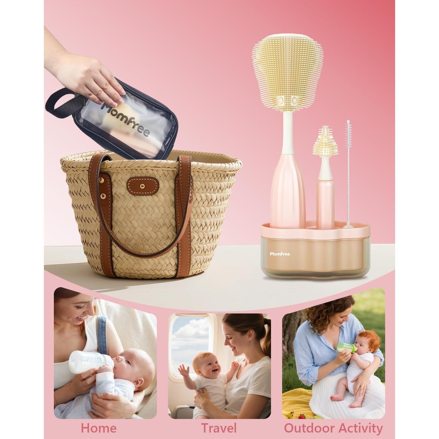 Juego de cepillos limpiadores de biberones Momfree - 4 cabezales