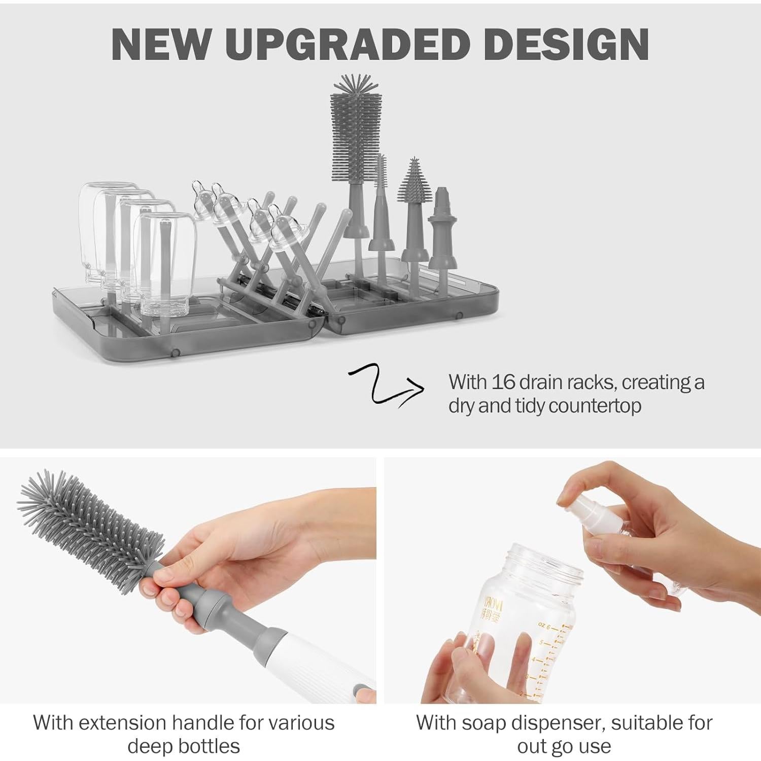 Limpiador Eléctrico de Botellas Duoffanny 9 en 1 Gris