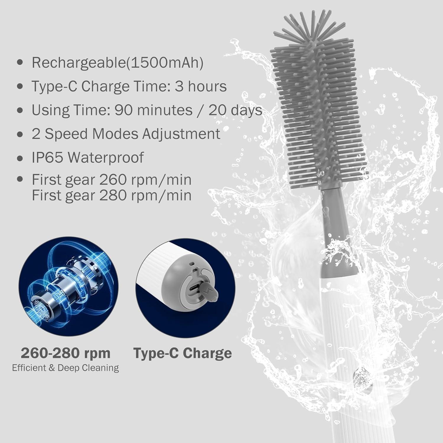 Limpiador Eléctrico de Botellas Duoffanny 9 en 1 Gris