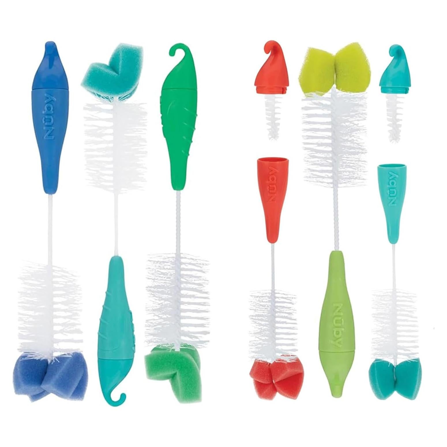 Cepillo para Botellas y Tetinas Nuby 3 Piezas con Punta de Esponja