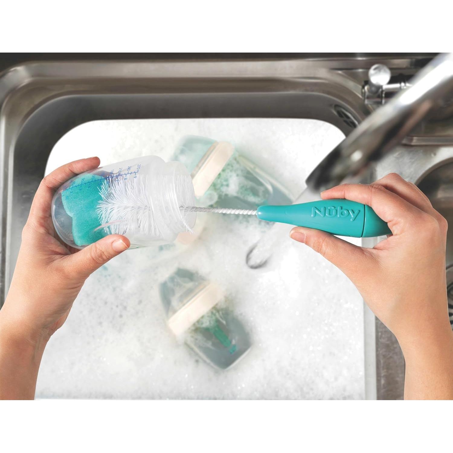 Cepillo para Botellas y Tetinas Nuby 3 Piezas con Punta de Esponja