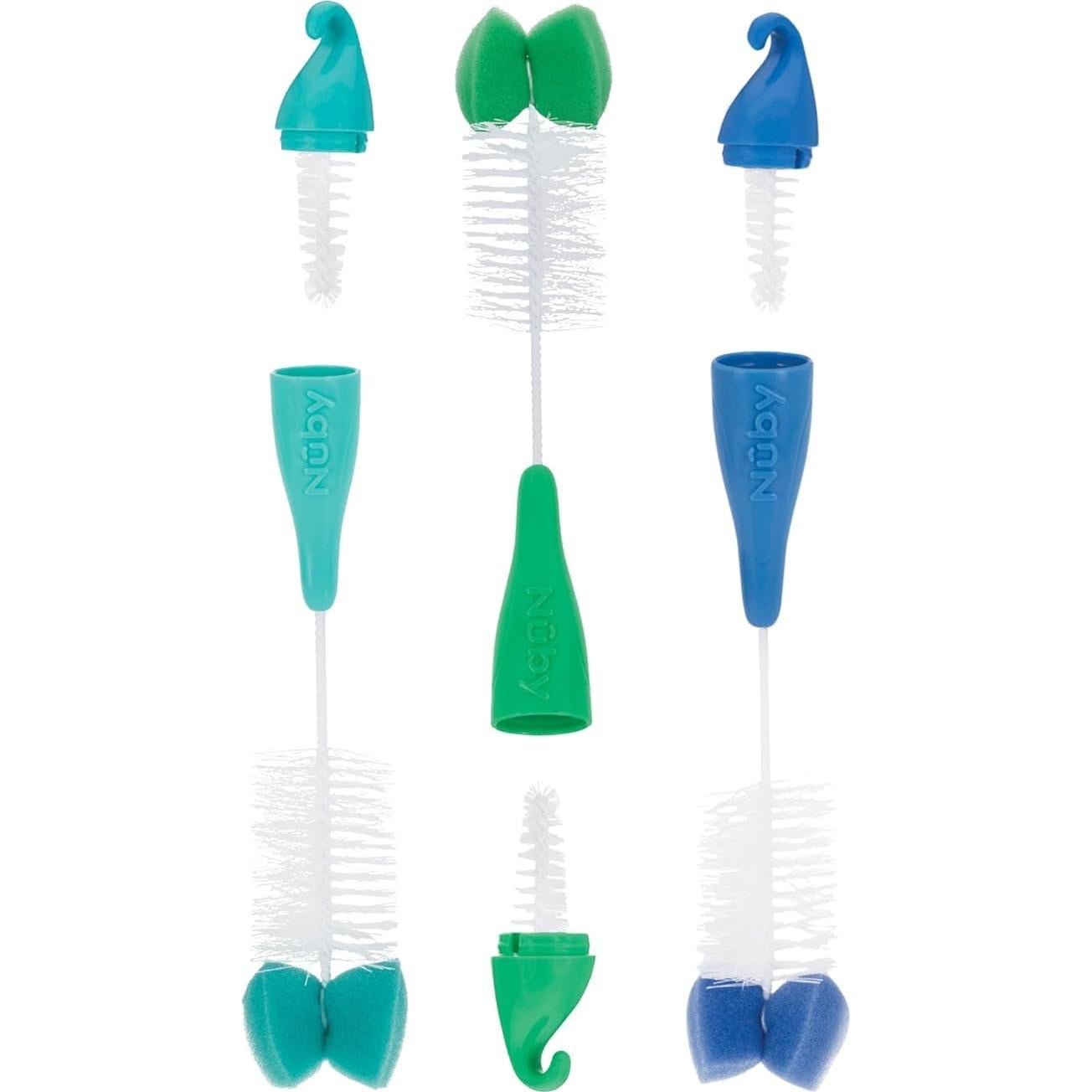 Cepillo para Botellas y Tetinas Nuby 3 Piezas con Punta de Esponja