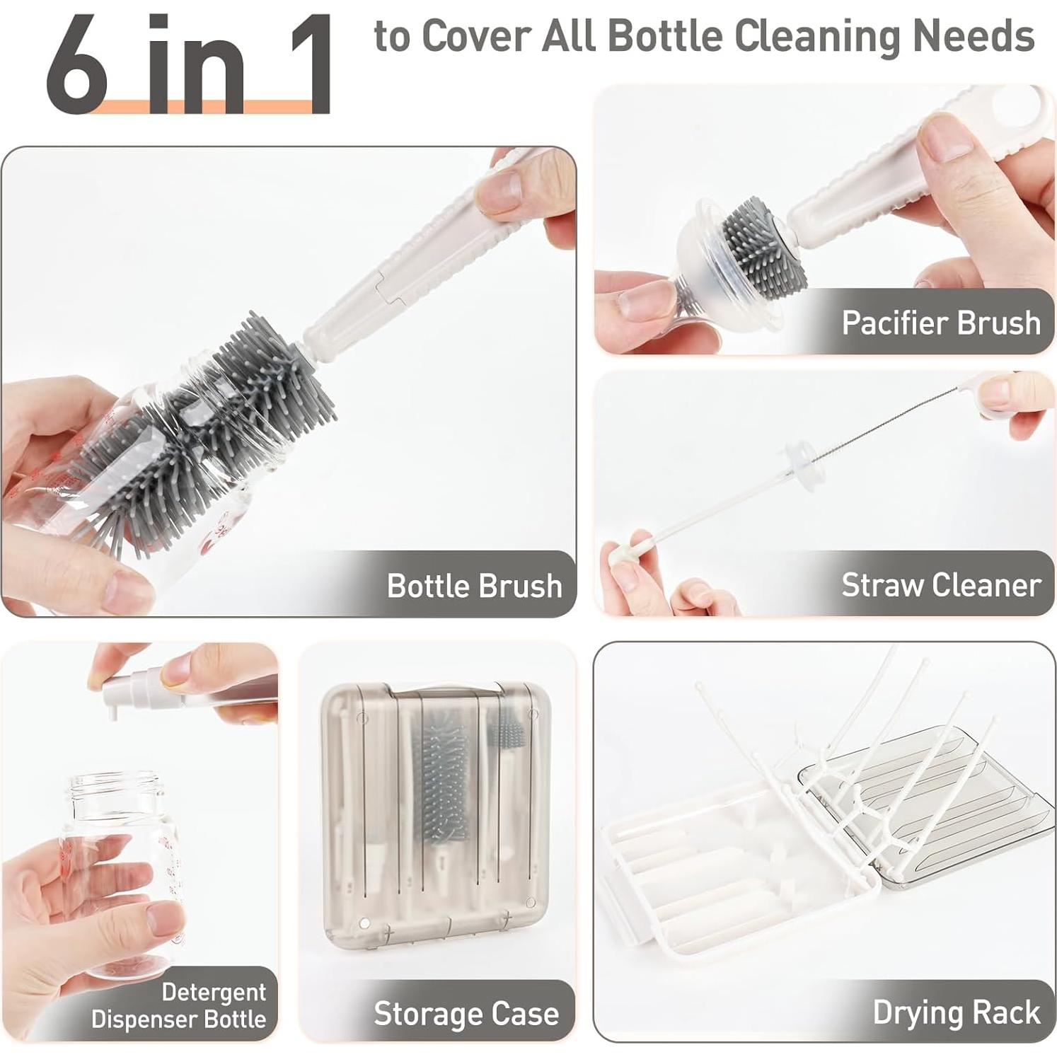 Juego de Cepillos para Biberones FXXQHT 6 en 1 Portátil