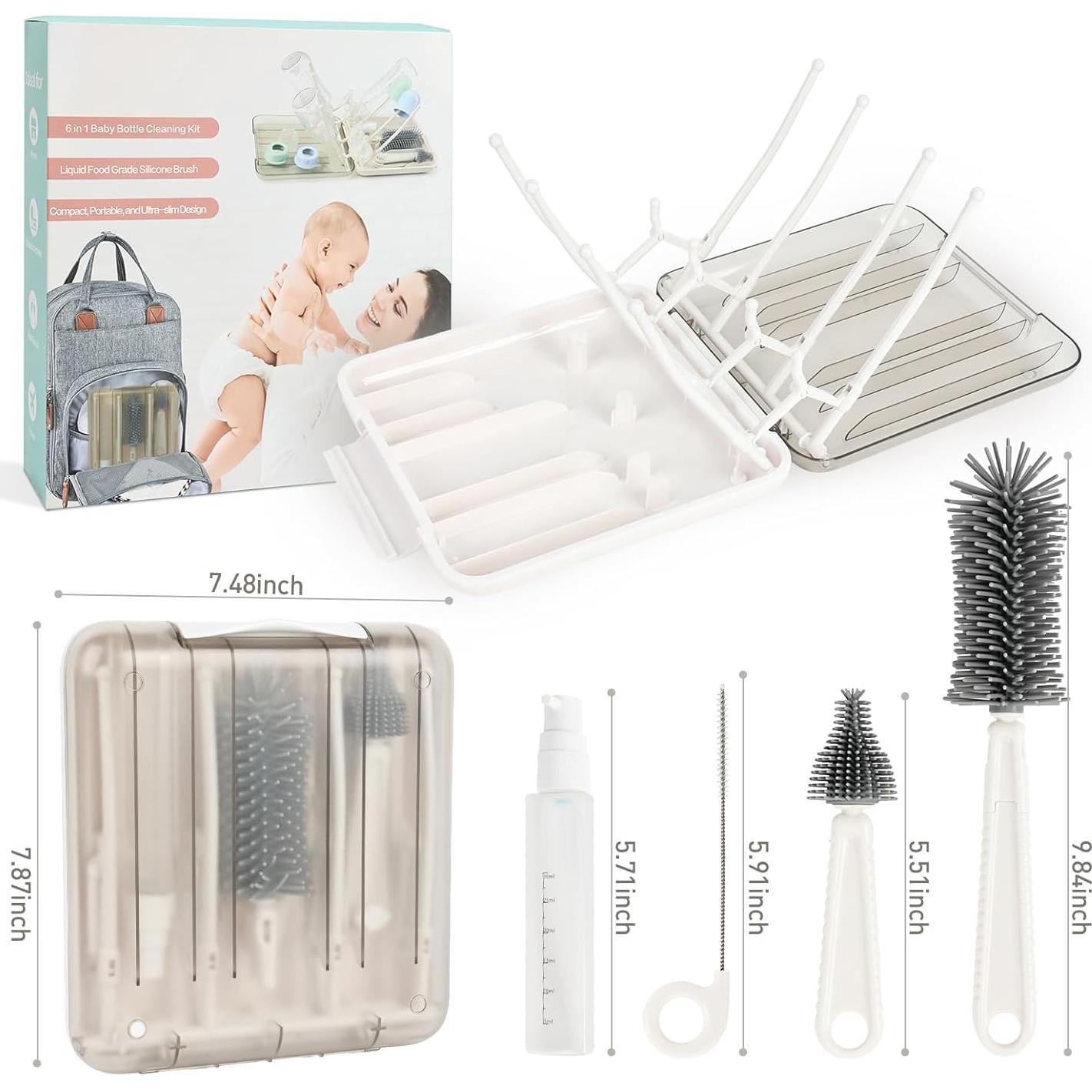 Juego de Cepillos para Biberones FXXQHT 6 en 1 Portátil