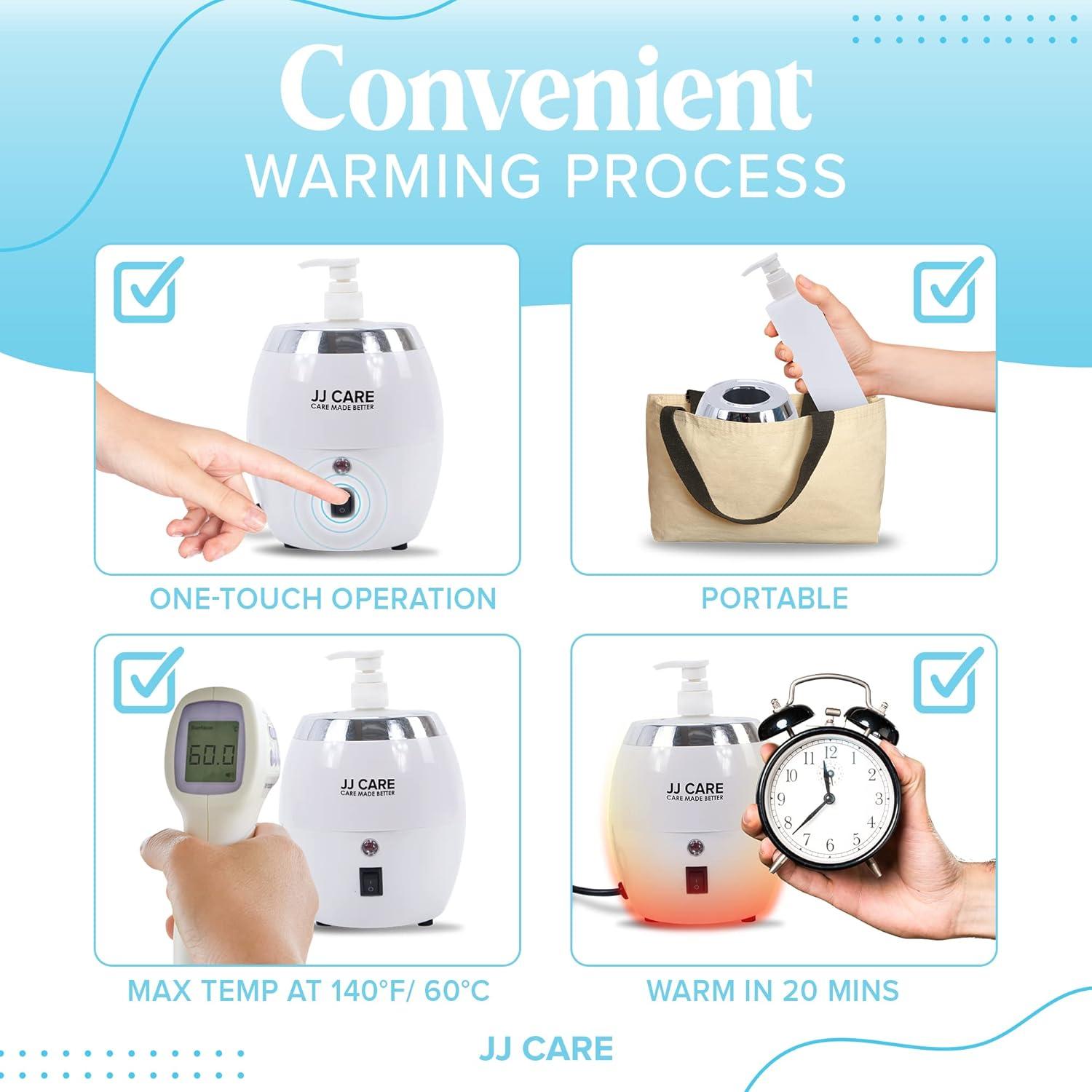 JJ CARE Lotion Warmer and Massage Oil Warmer Includes 300ml Pump Bottle, Electric Lotion Warmer Dispenser Heated, Cream & Lube Warmer Dispenser for Home, Spa, Beauty Salon & Barber Shops