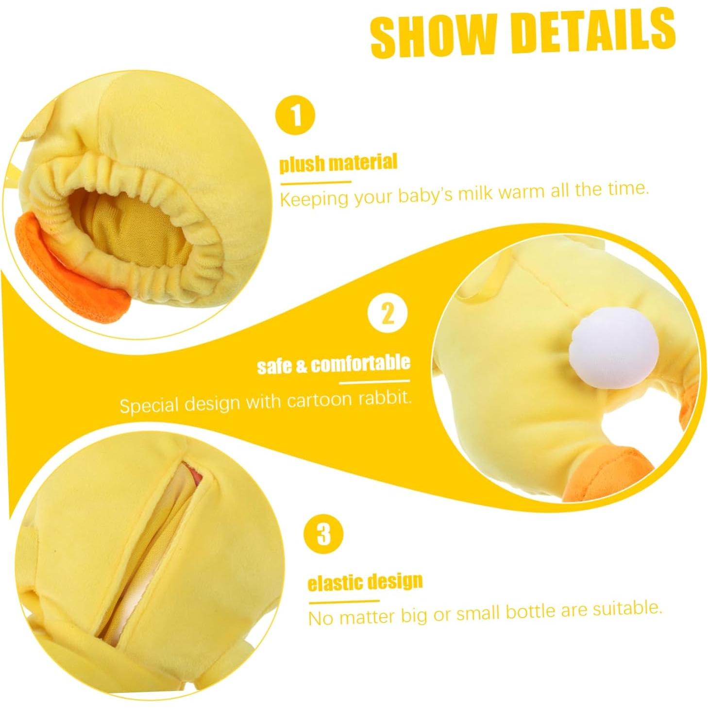 Funda Aislante de Botella de Leche Felpa Amarillo 21x16 cm