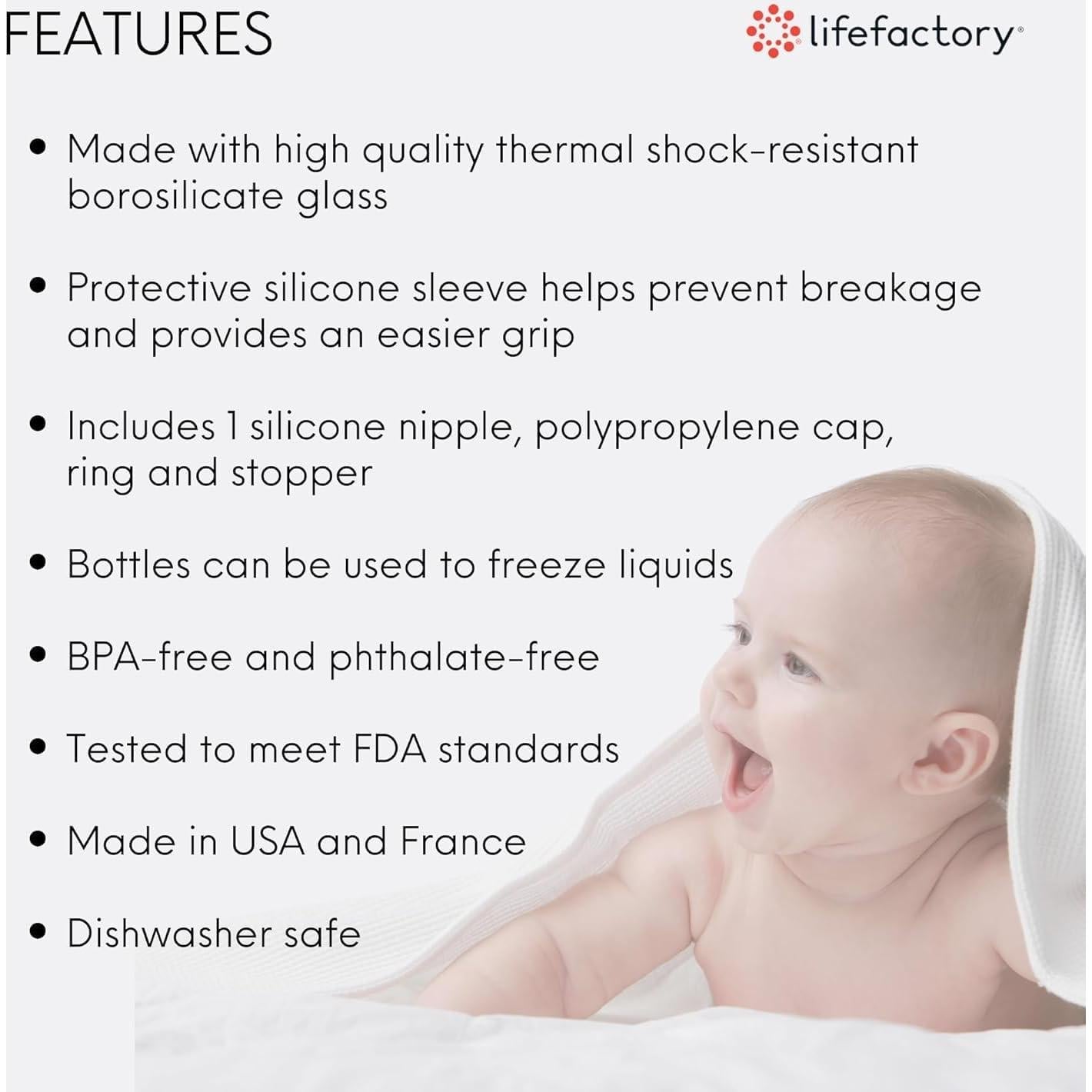 Botellas de vidrio para bebé Lifefactory 266 ml - Paquete de 2