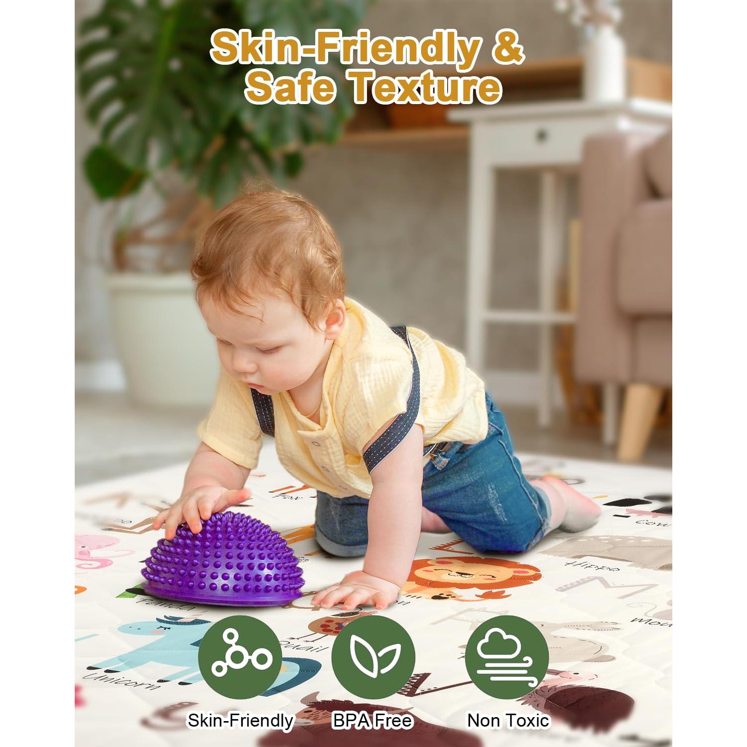 Alfombra de Juego para Bebés Premium 127x127 cm Acolchada Antideslizante