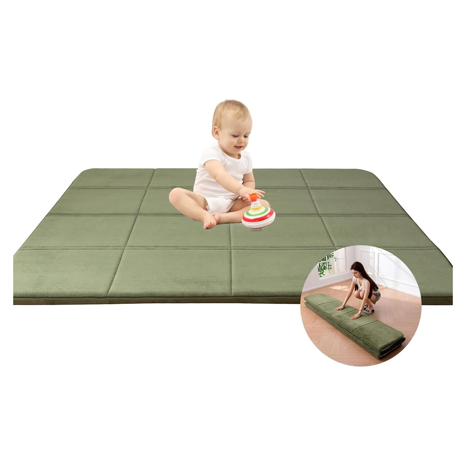 Alfombra de Juego MAXYOYO 200x200cm Verde Antideslizante