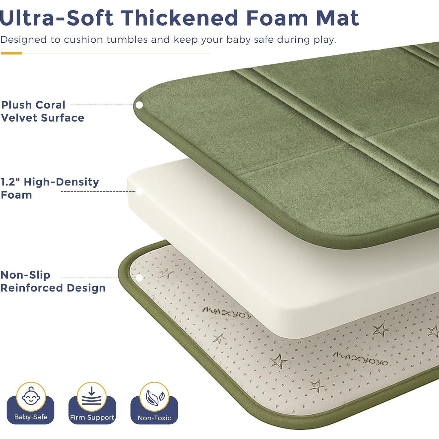 Alfombra de Juego MAXYOYO 200x200cm Verde Antideslizante