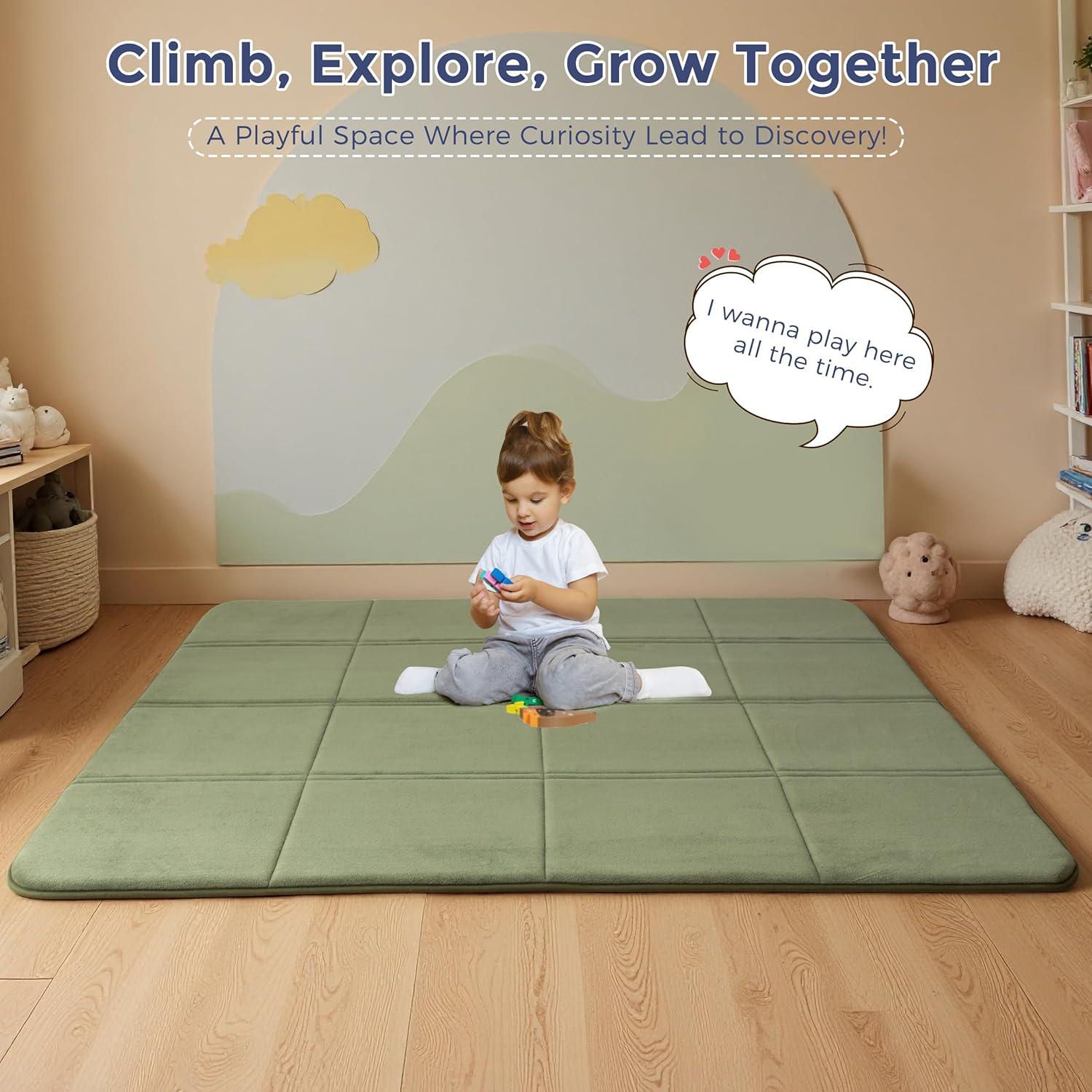 Alfombra de Juego MAXYOYO 200x200cm Verde Antideslizante