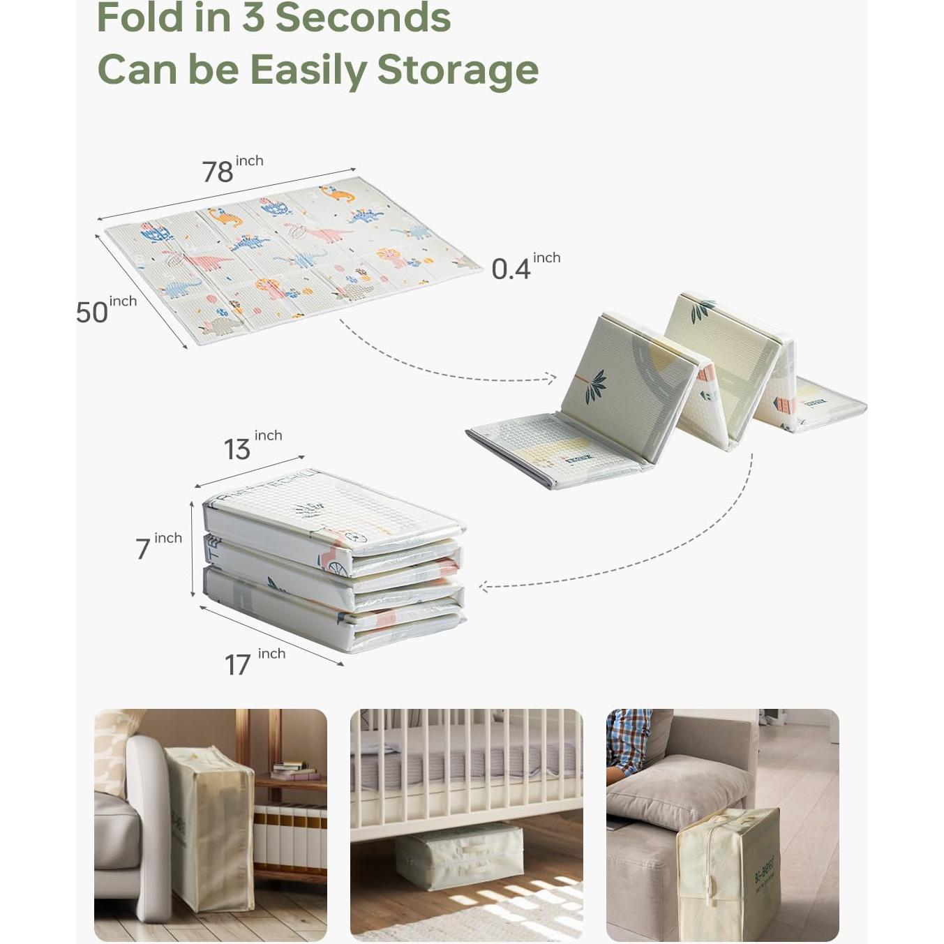 Alfombra de Juego Plegable BG-BABYGO 127x198 cm Dinosaurios