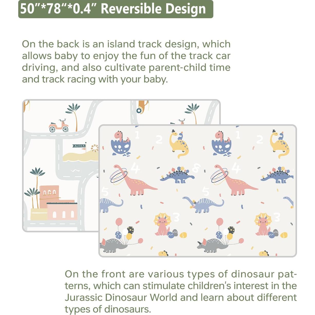 Alfombra de Juego Plegable BG-BABYGO 127x198 cm Dinosaurios