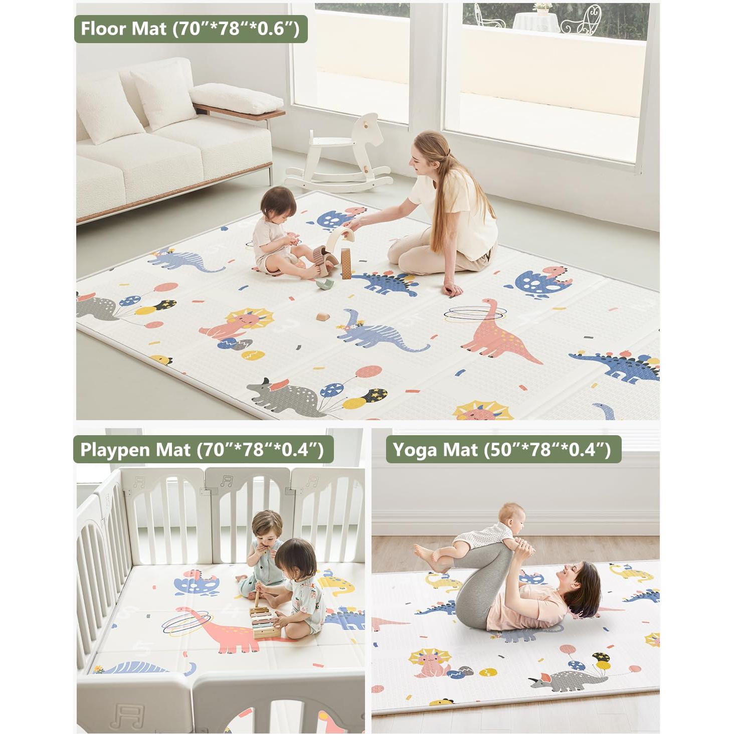 Alfombra de Juego Plegable BG-BABYGO 127x198 cm Dinosaurios