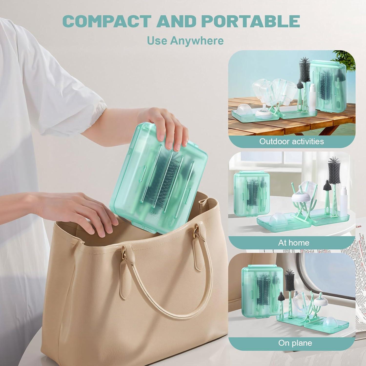 Kit de Limpieza de Botellas Hranio 6 en 1 Verde Portátil