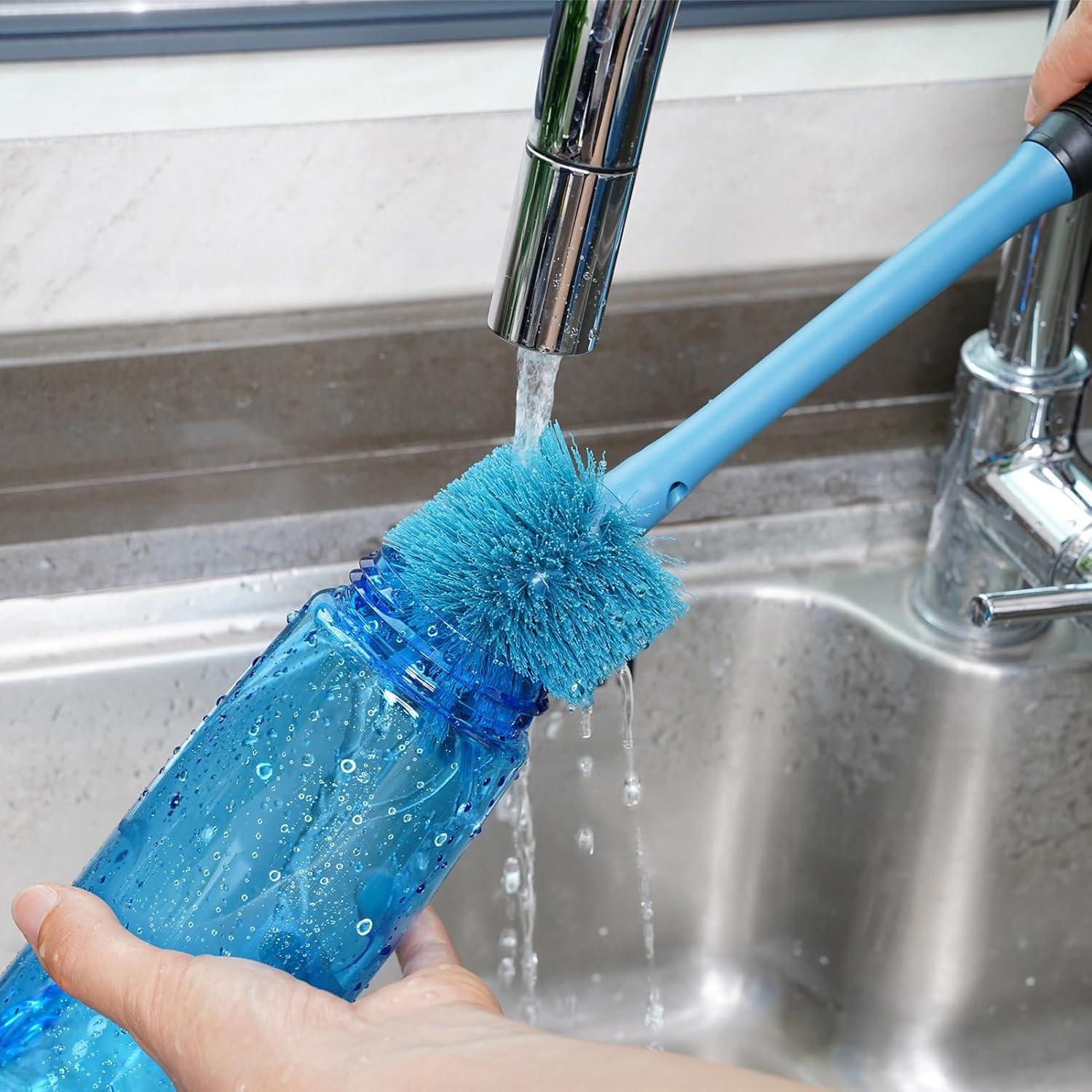 Cepillo Limpiador de Botellas 2-en-1 MOSOLAN Azul 35.6 cm