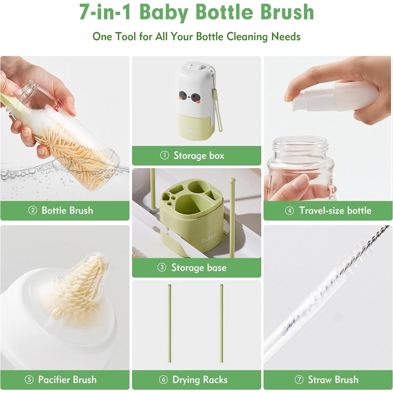 Juego de Cepillos para Biberones 7 en 1 NONENDU Verde
