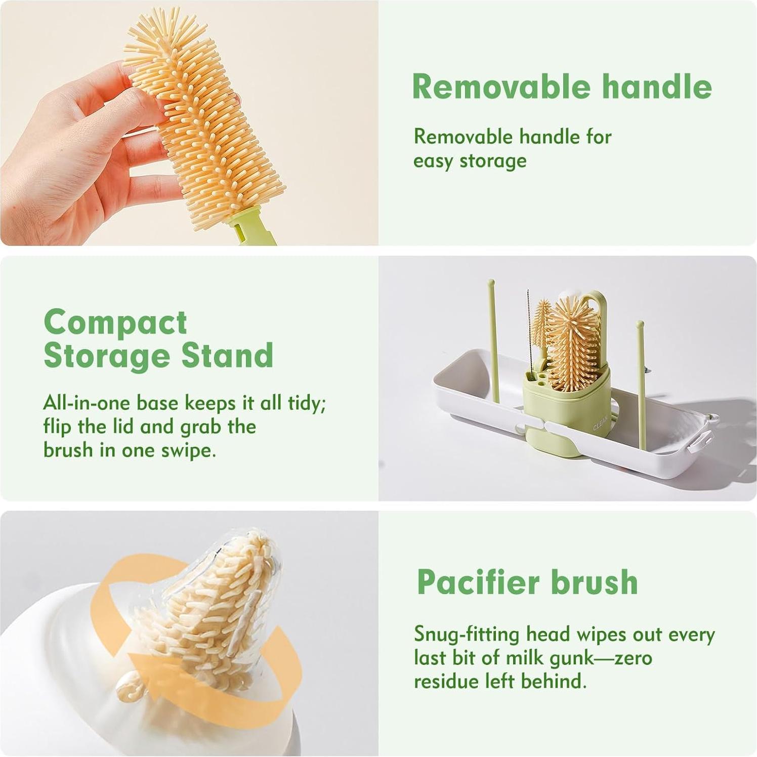 Juego de Cepillos para Biberones 7 en 1 NONENDU Verde