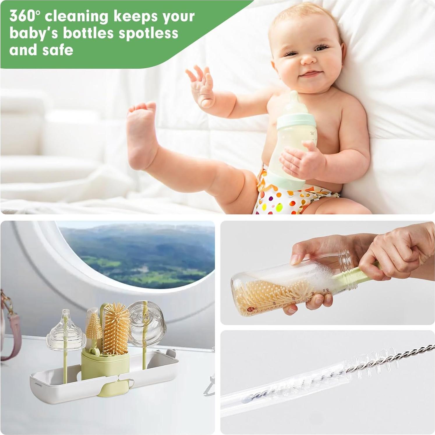 Juego de Cepillos para Biberones 7 en 1 NONENDU Verde