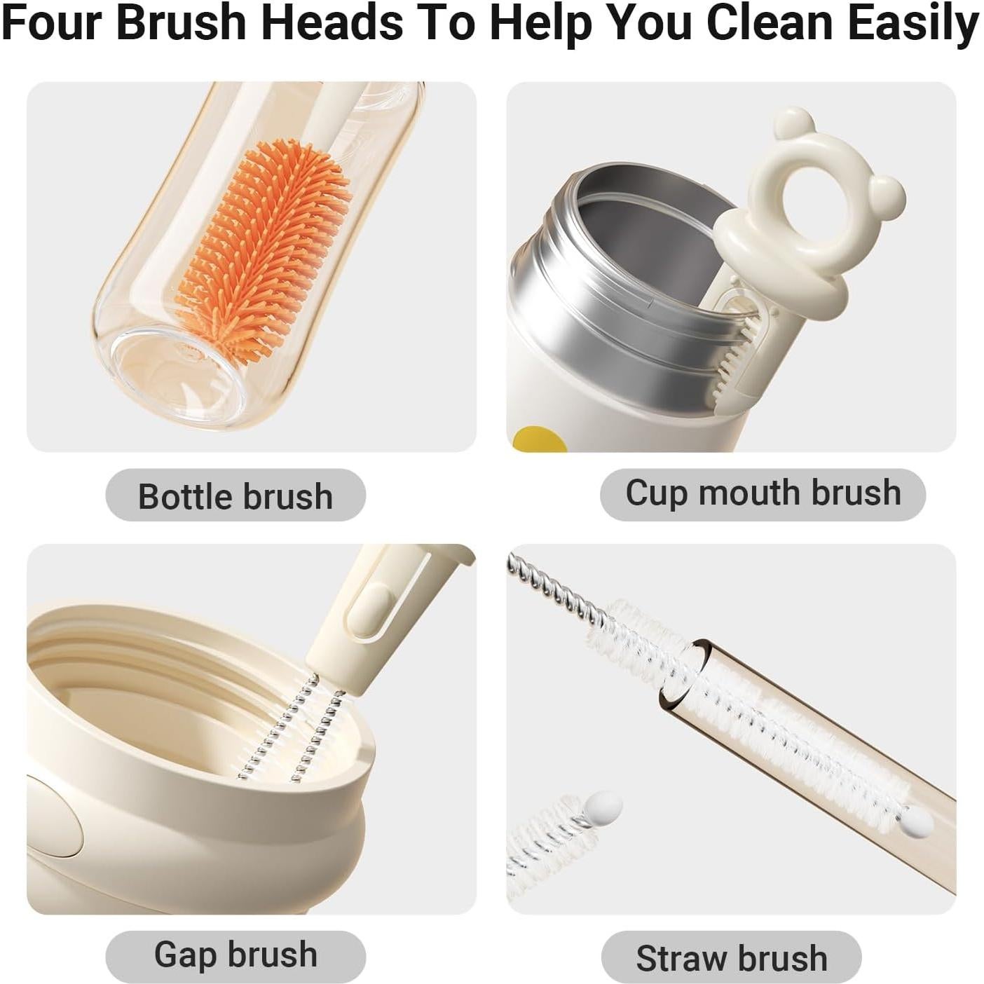 Kit de Cepillos de Limpieza Glusmami 4 en 1 para Botellas