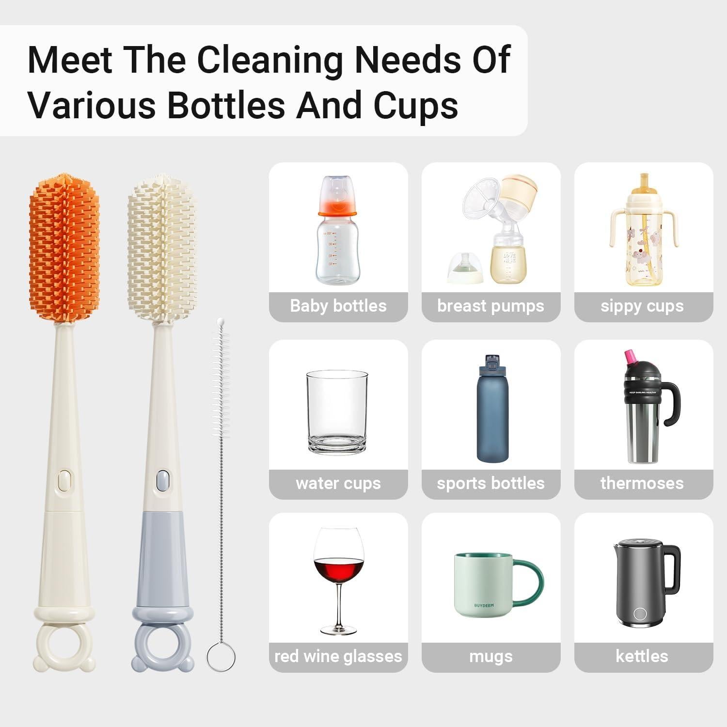 Kit de Cepillos de Limpieza Glusmami 4 en 1 para Botellas