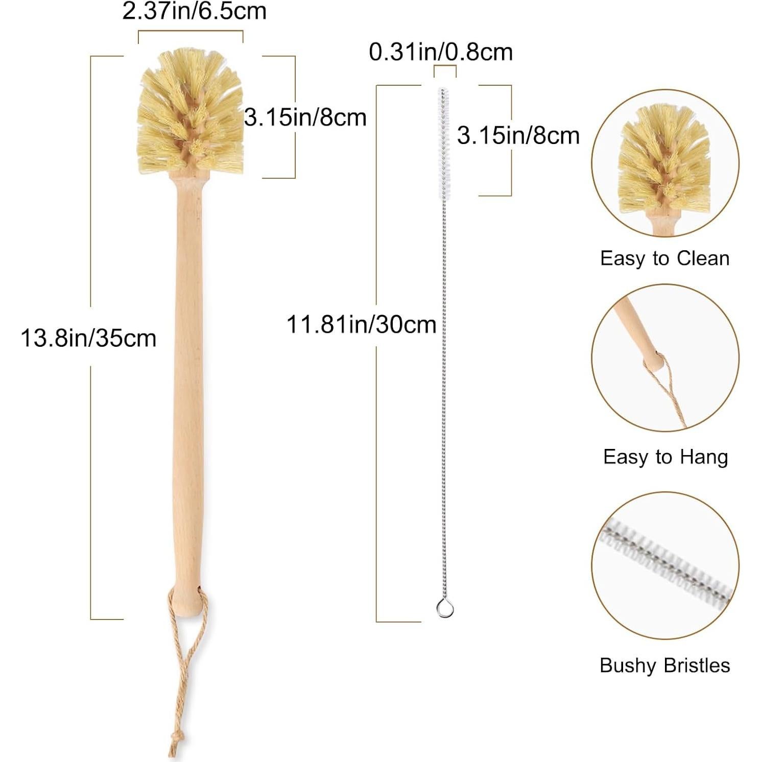 Cepillo de Botella Mango Largo BONUMVITA + Cepillo para Pajitas