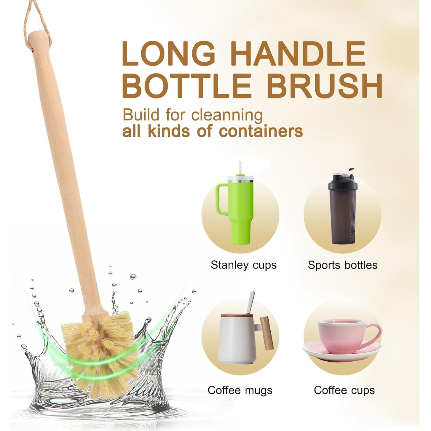 Cepillo de Botella Mango Largo BONUMVITA + Cepillo para Pajitas