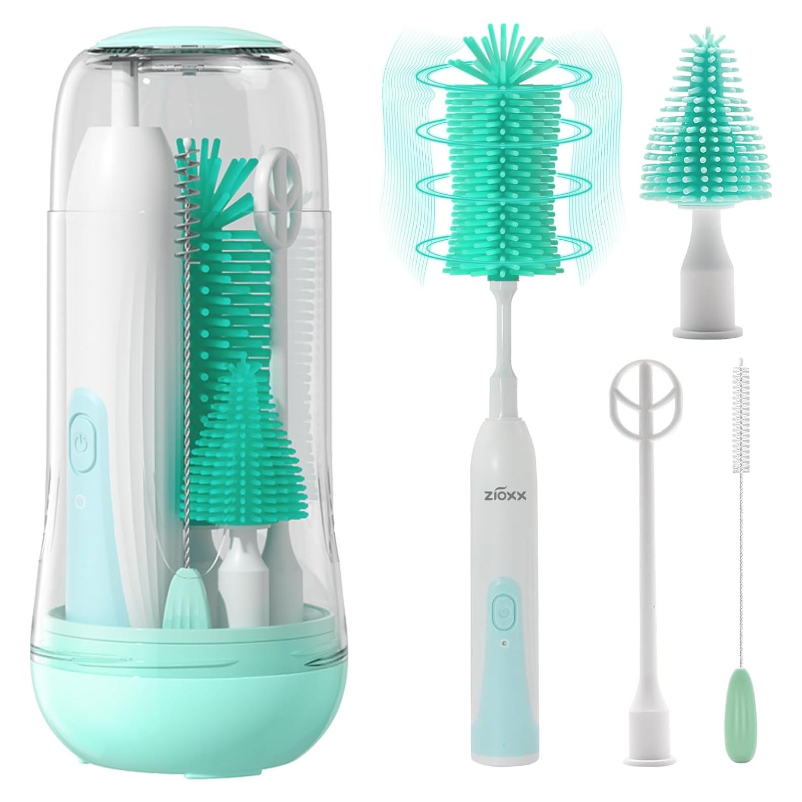 Limpiador Eléctrico de Botellas ZIOXX Verde 7 en 1 Recargable