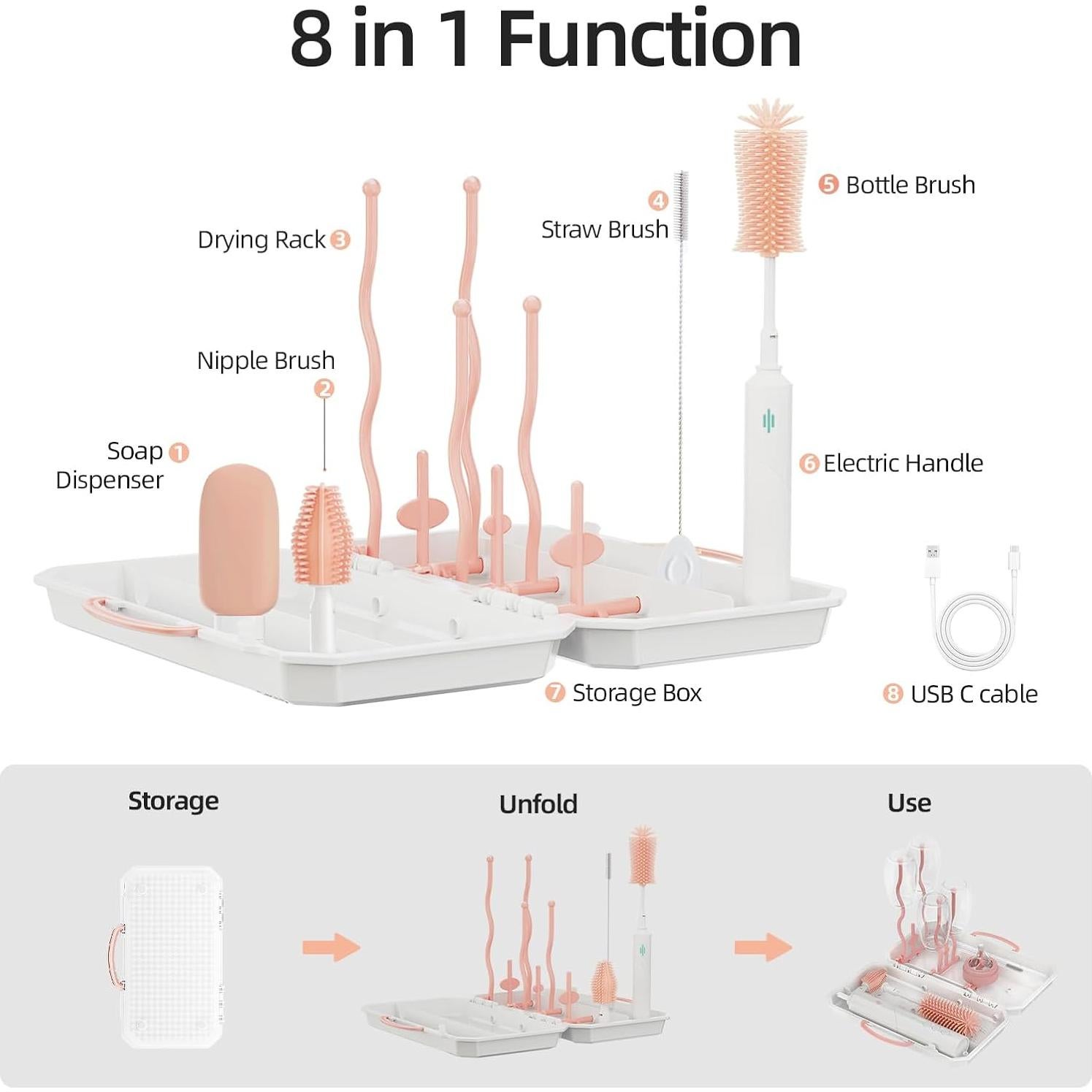 Limpiador Eléctrico de Biberones COZILO 8 en 1 Rosa