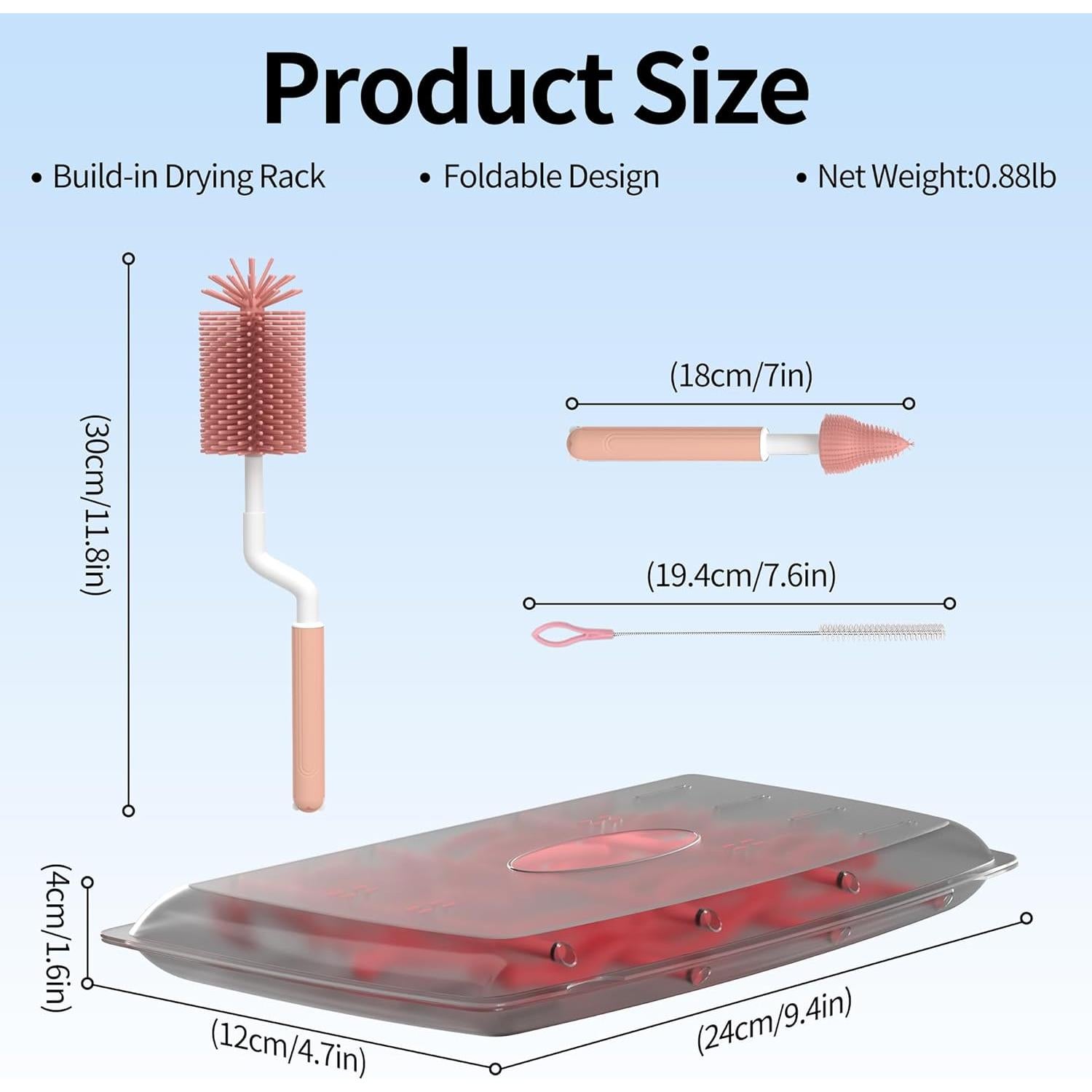 Soporte de Secado de Botellas Guntsous con Cepillos para Bebés