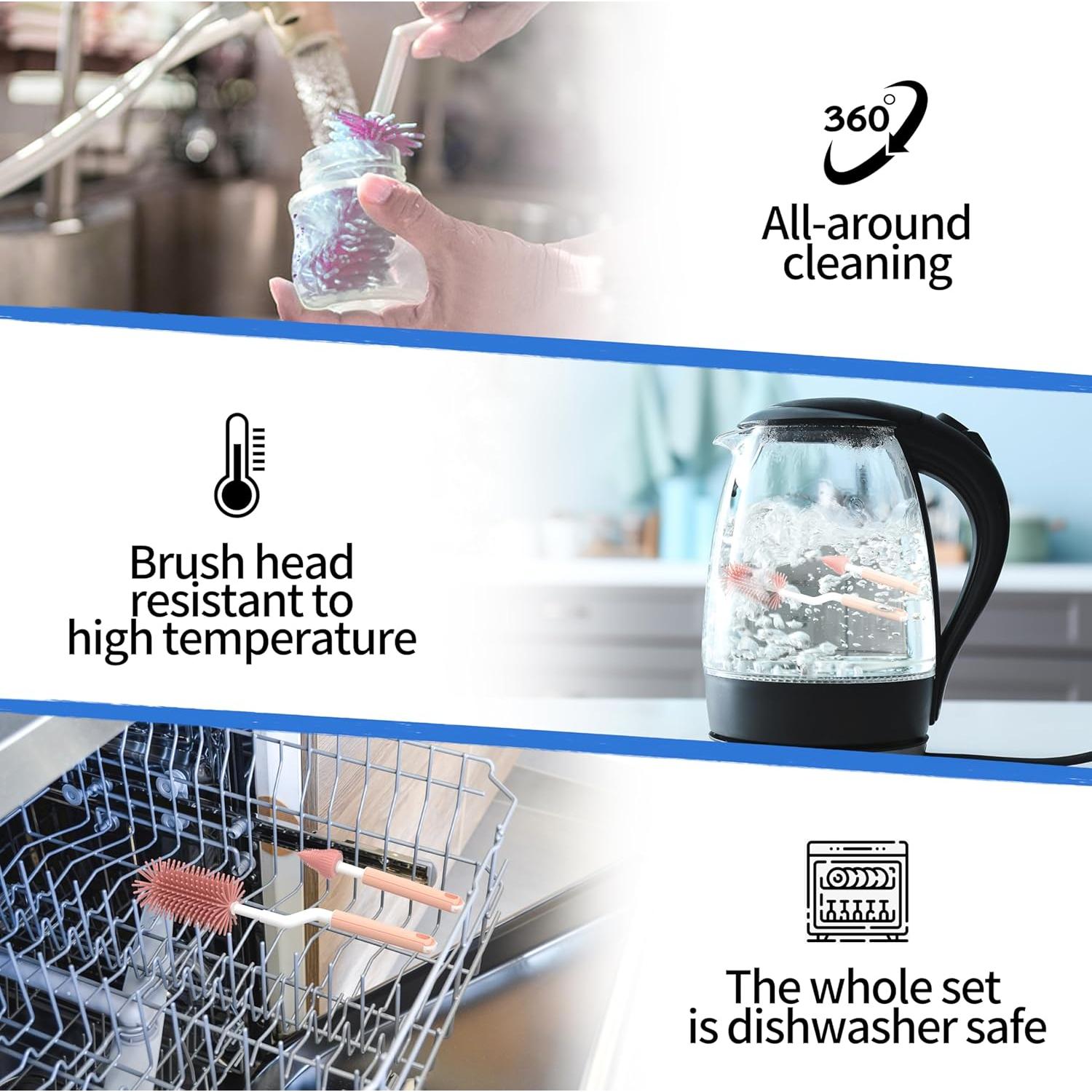 Soporte de Secado de Botellas Guntsous con Cepillos para Bebés