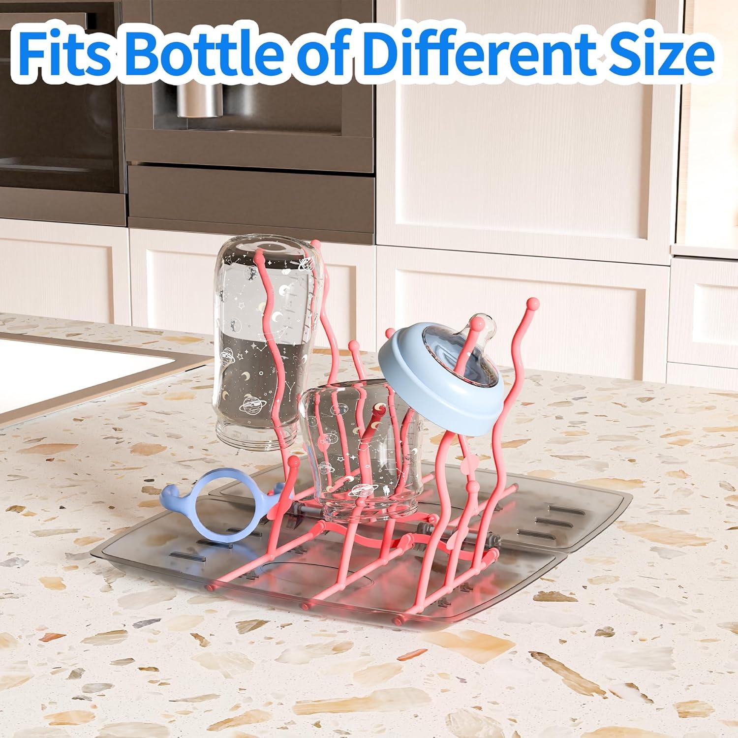 Soporte de Secado de Botellas Guntsous con Cepillos para Bebés