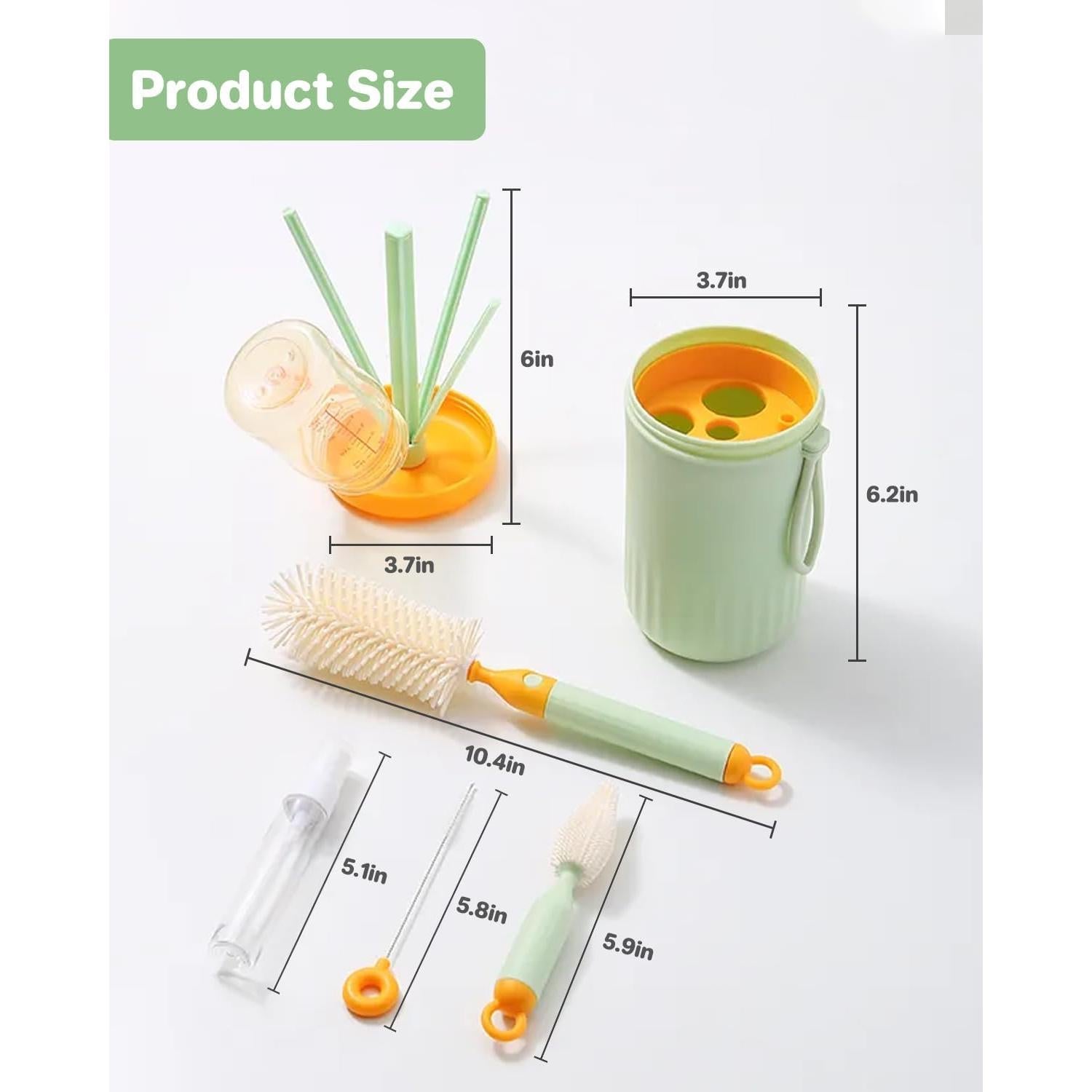 Kit de Limpieza de Botellas 6 en 1 Ariseno Verde