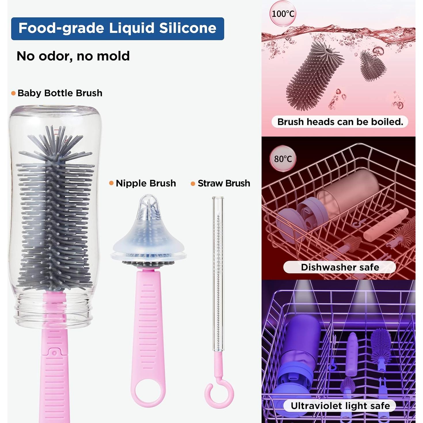 Kit de Limpieza de Biberones YOTIME Rosa 6 en 1