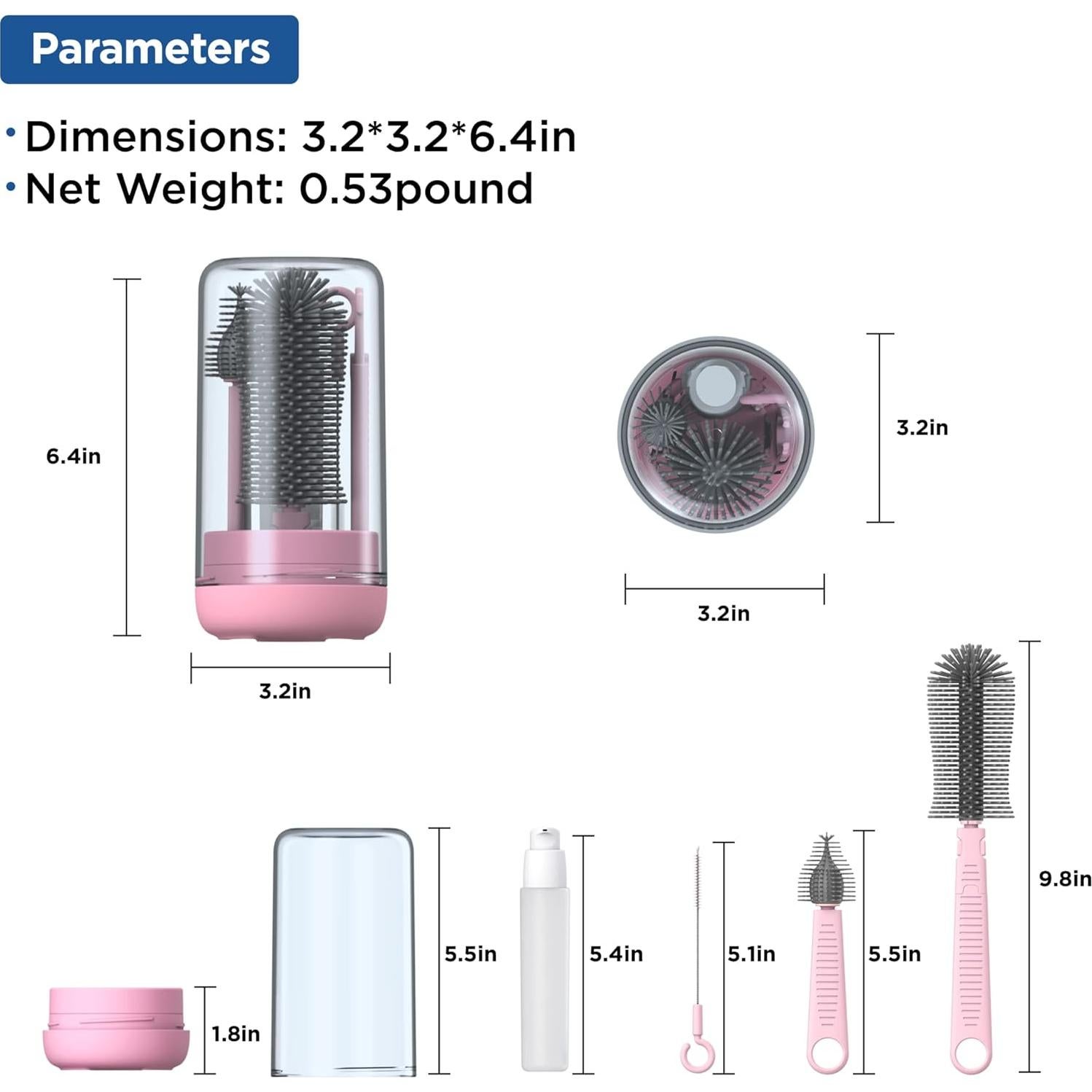 Kit de Limpieza de Biberones YOTIME Rosa 6 en 1