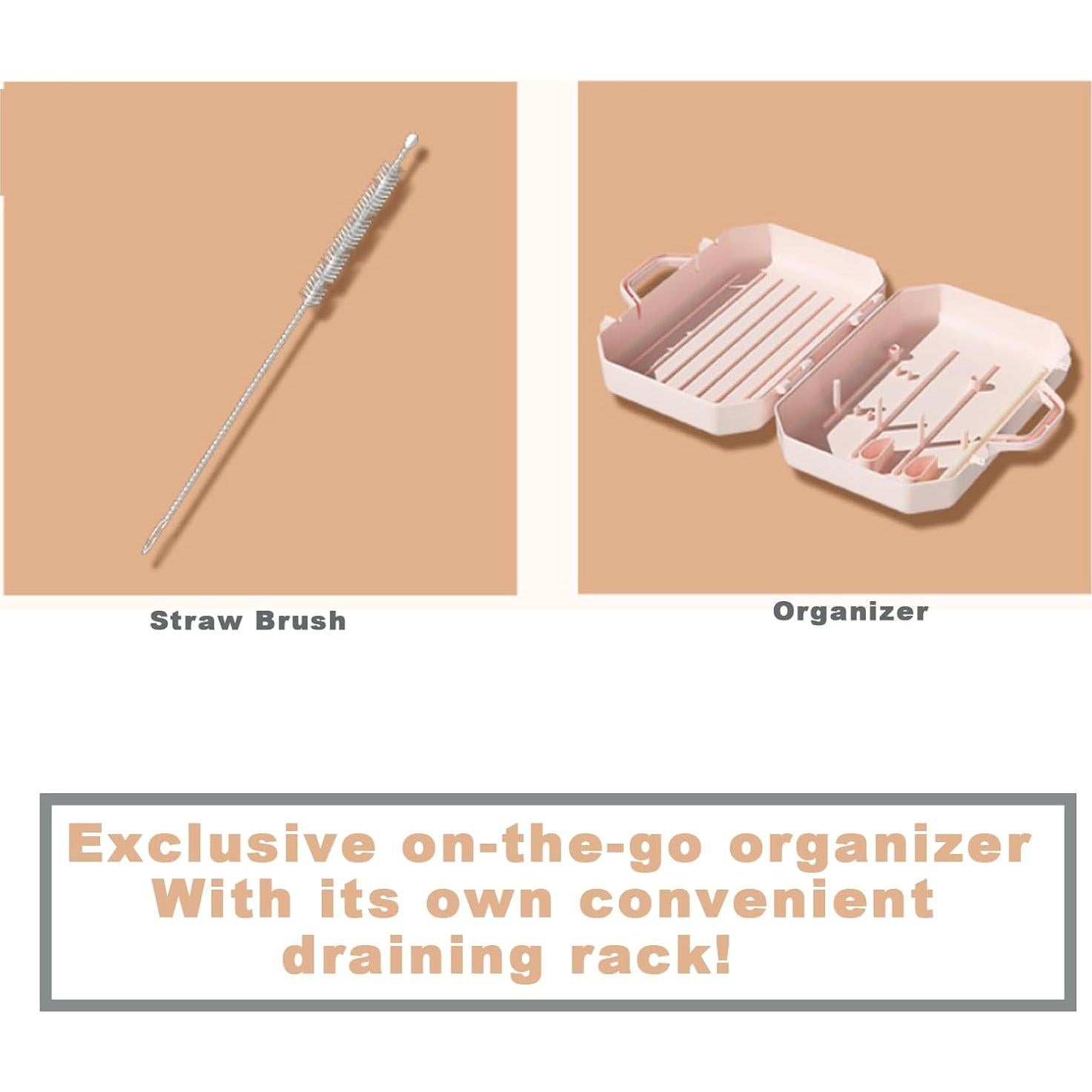 Juego de Cepillos de Botella PandaEar Rosa - 6 en 1 Portátil