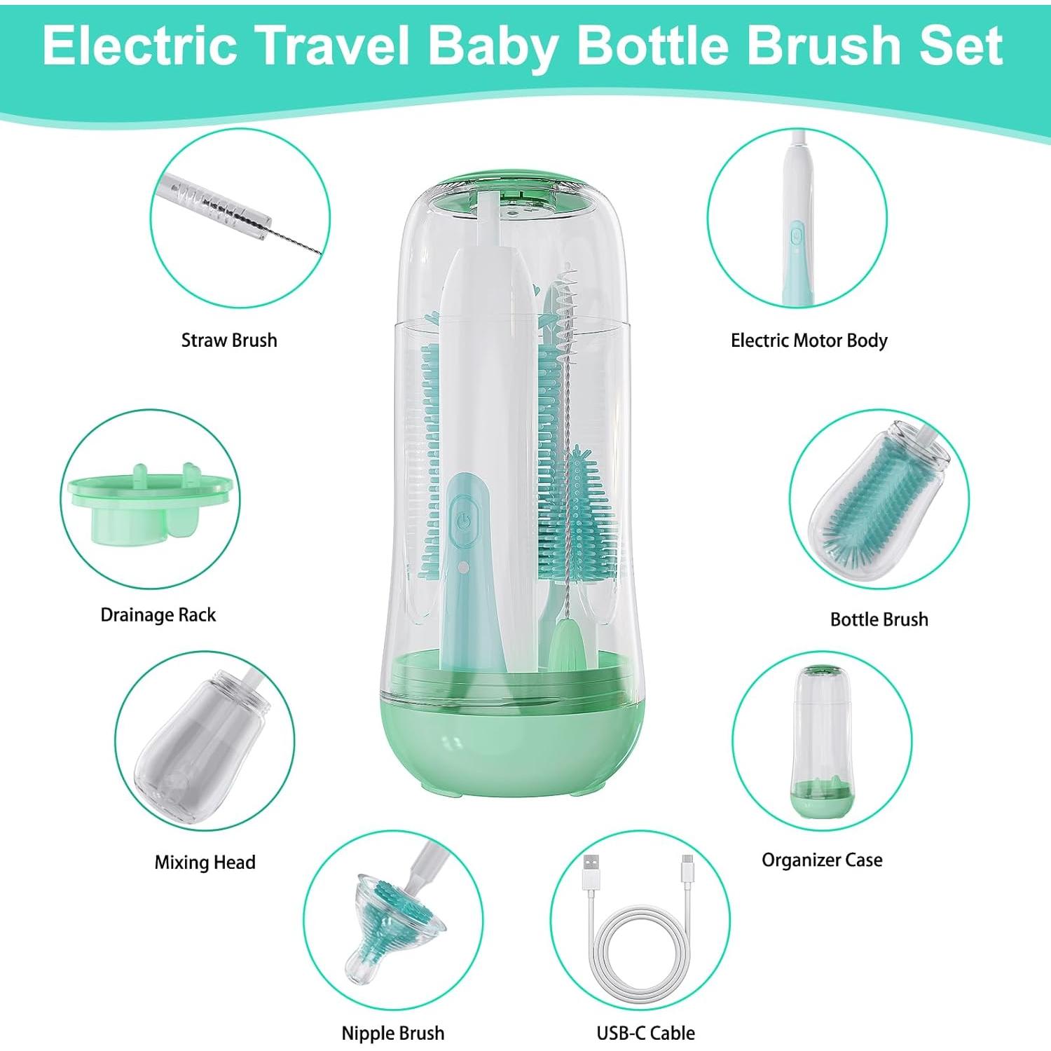 Juego de Cepillos Eléctricos VSTM 6 en 1 para Biberones Verde