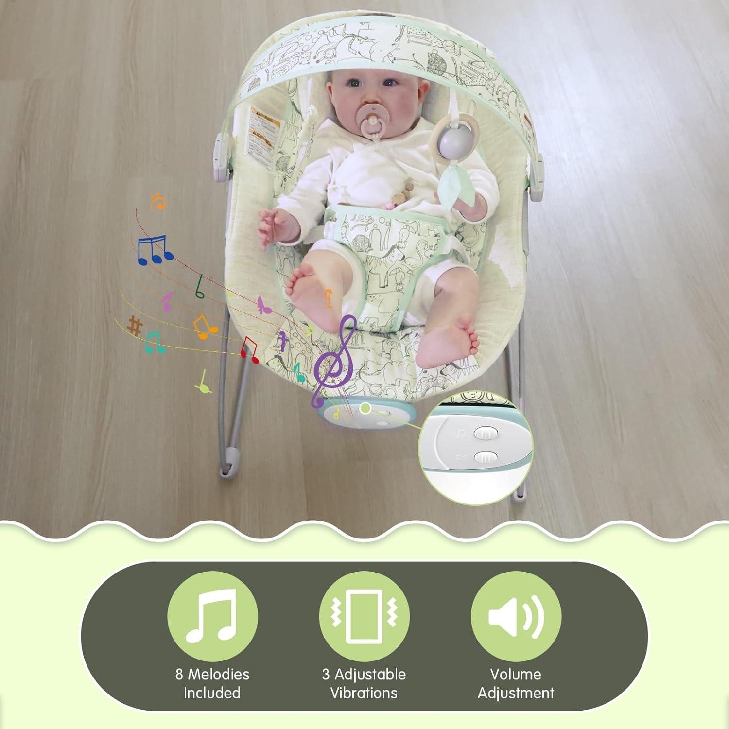 Mecedora Plegable para Bebés BR2404 - 8 Melodías y Vibración