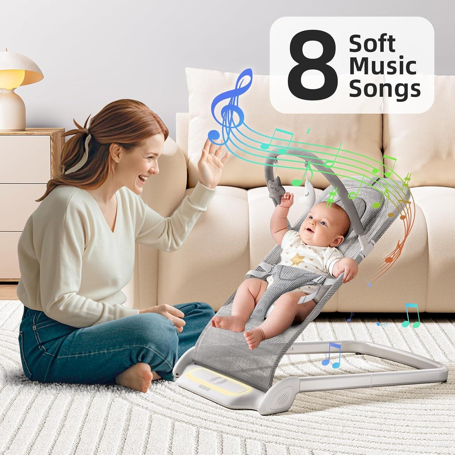 Silla de Rebotar Derson para Bebés 0-6 Meses Plegable con Música