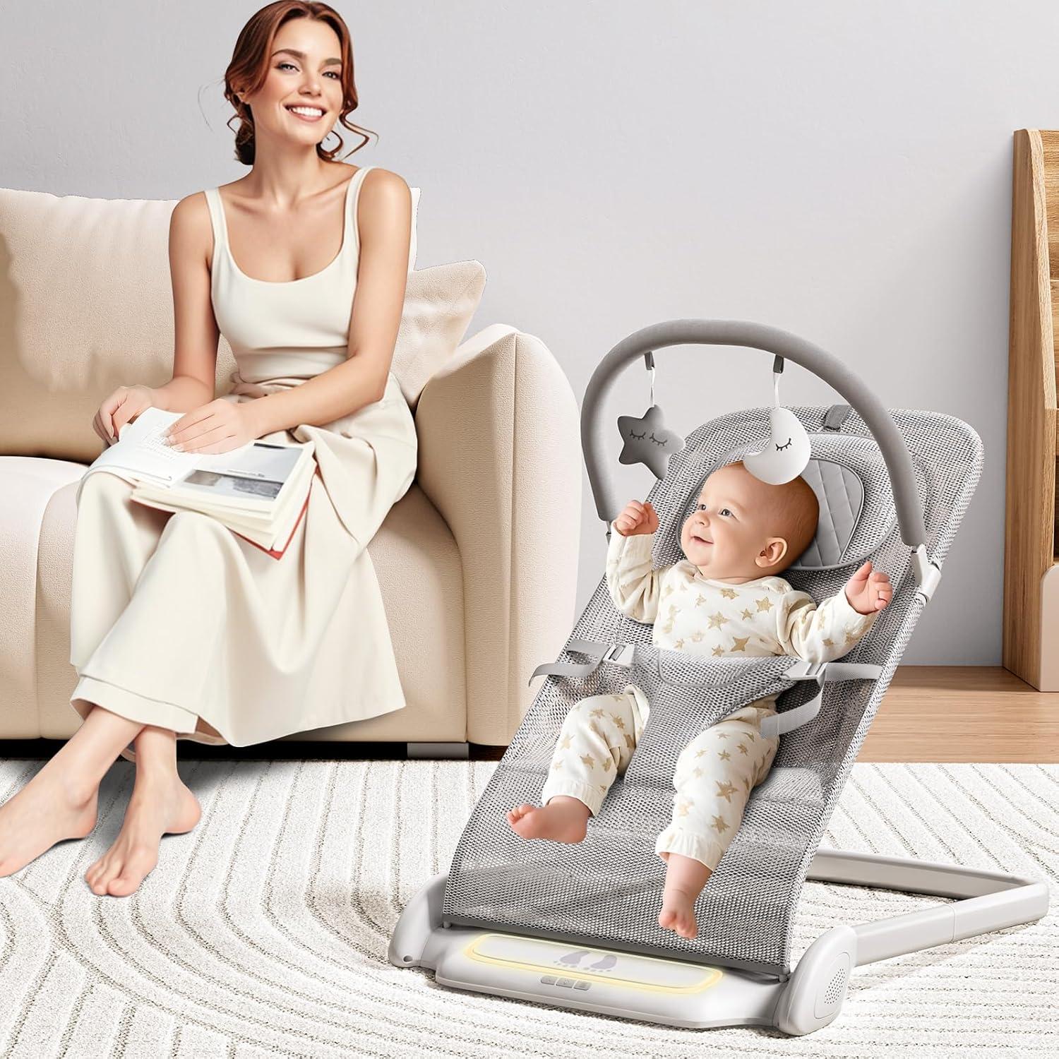 Silla de Rebotar Derson para Bebés 0-6 Meses Plegable con Música
