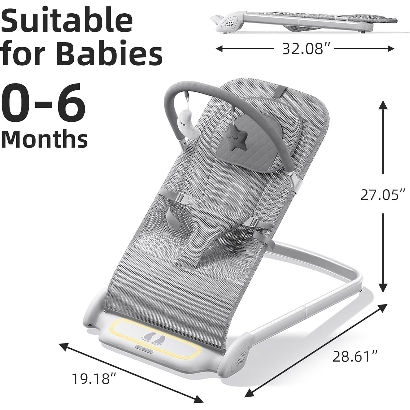 Silla de Rebotar Derson para Bebés 0-6 Meses Plegable con Música