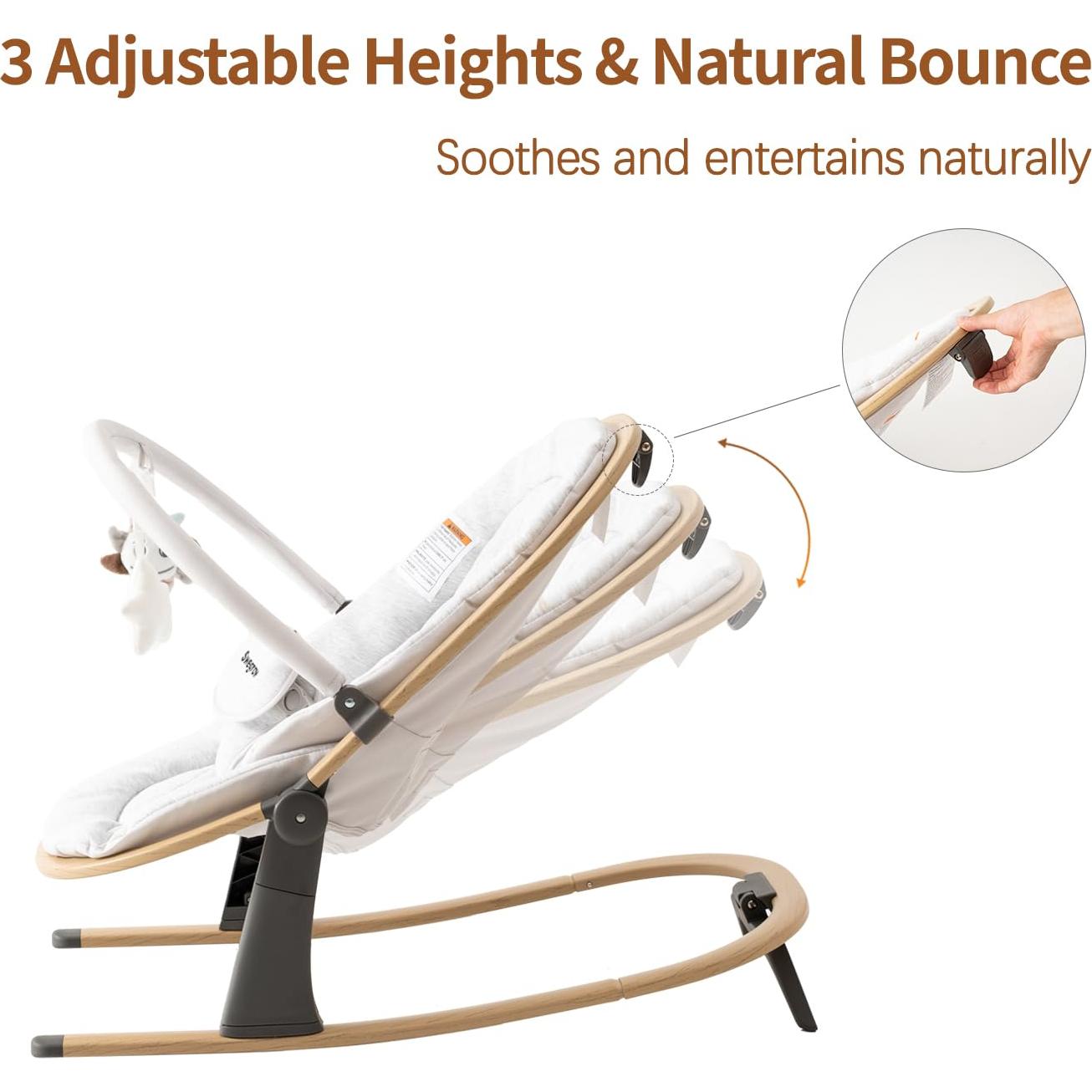 Silla Balancín Swegrow para Bebés - 2 en 1, Ajustable, Blanco