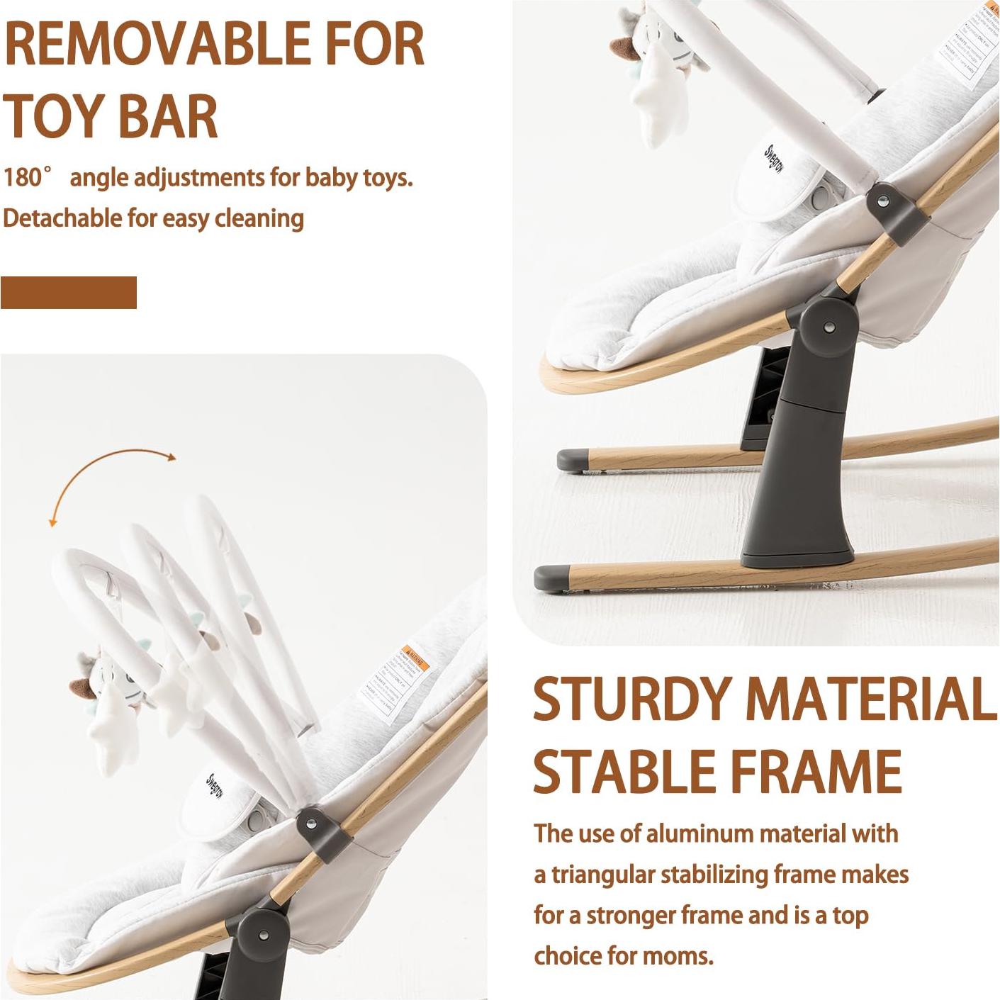 Silla Balancín Swegrow para Bebés - 2 en 1, Ajustable, Blanco