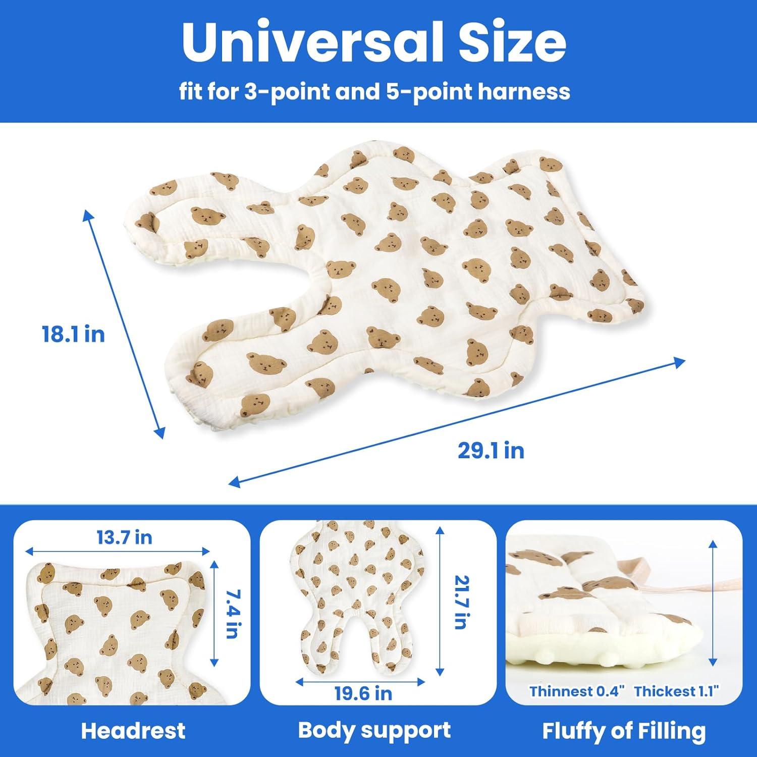 Funda Cojín 2 en 1 para Asiento de Coche Bebé Osos