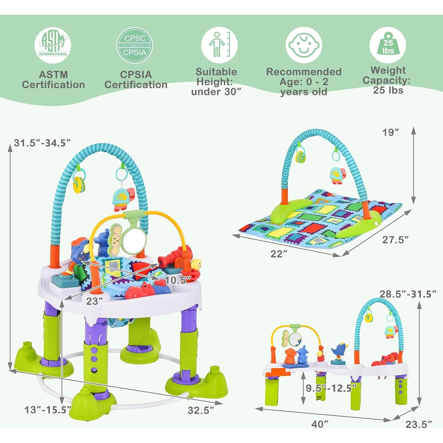 HONEY JOY Centro de Actividades 4 en 1 para Bebés Verde