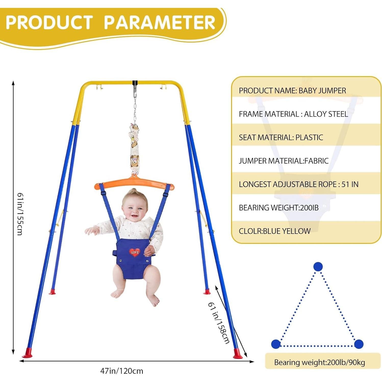 Saltarín para Bebé Qiqidog con Soporte Ajustable 127cm